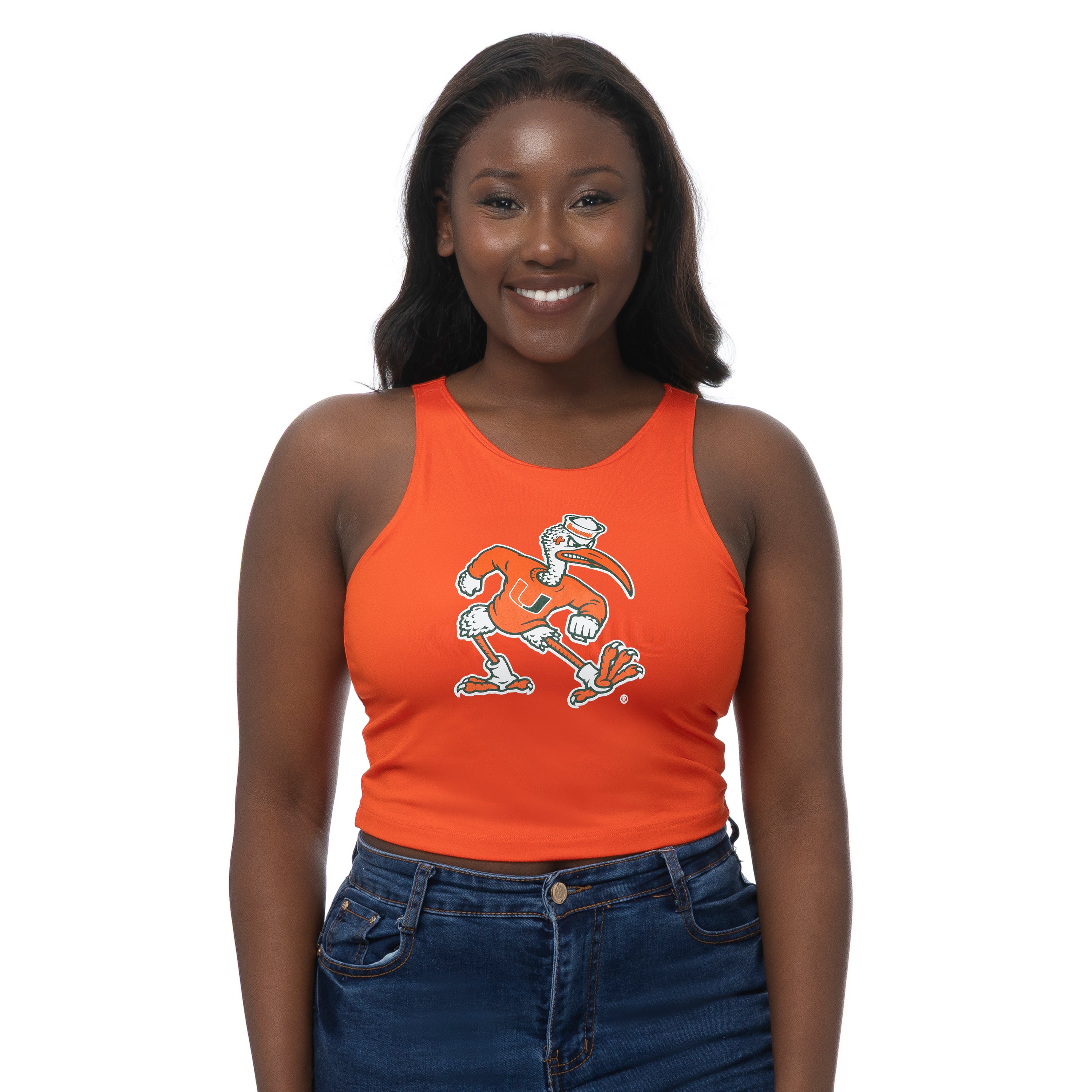 Miami Hurricanes ZooZatz Sebastian w/U Logo 1st Down Crop Top - Orange