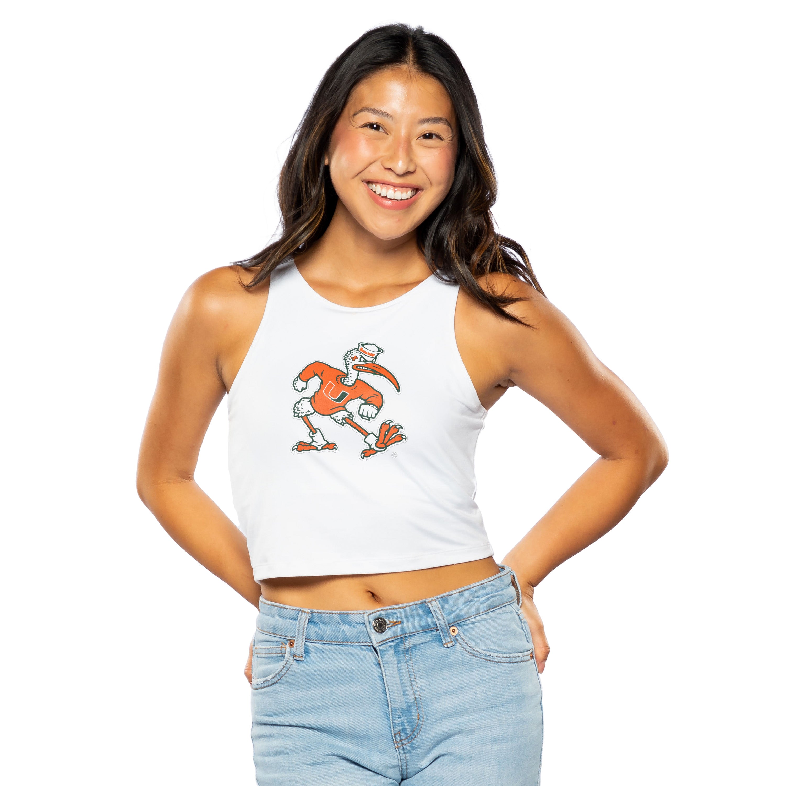 Miami Hurricanes ZooZatz Sebastian w/U Logo 1st Down Crop Top - White