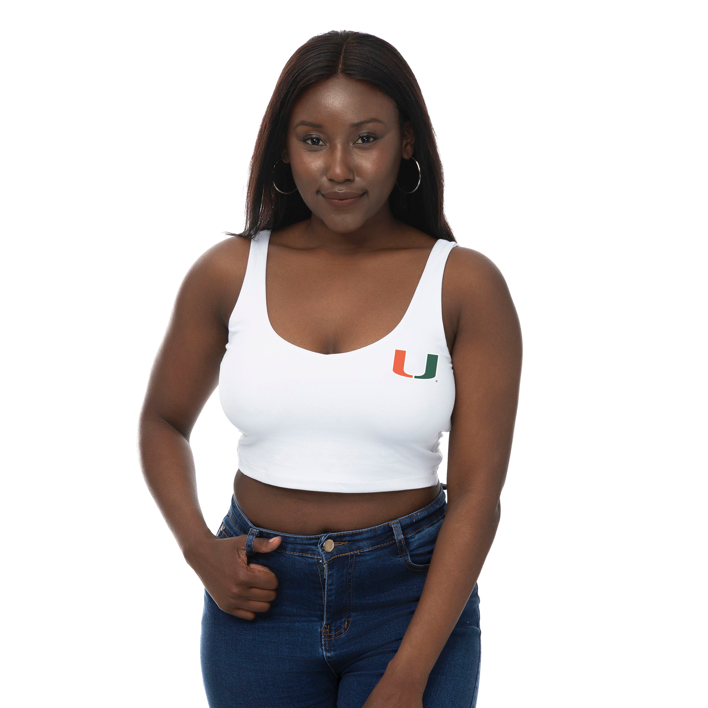 Miami Hurricanes ZooZatz V-Neck Scoop Crop Tank Top - White
