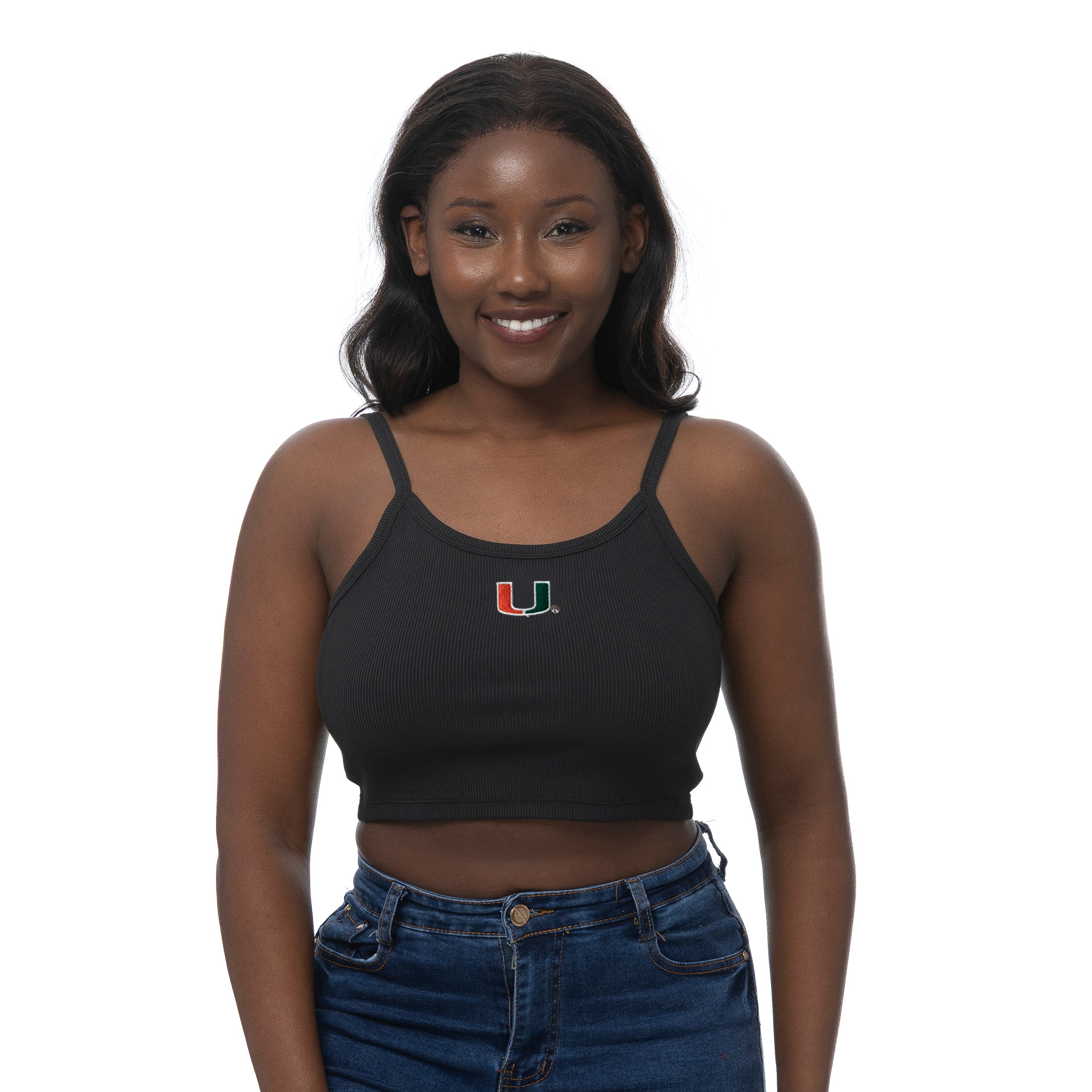 Miami Hurricanes Zoozatz Ribbed Cami Tank -Black