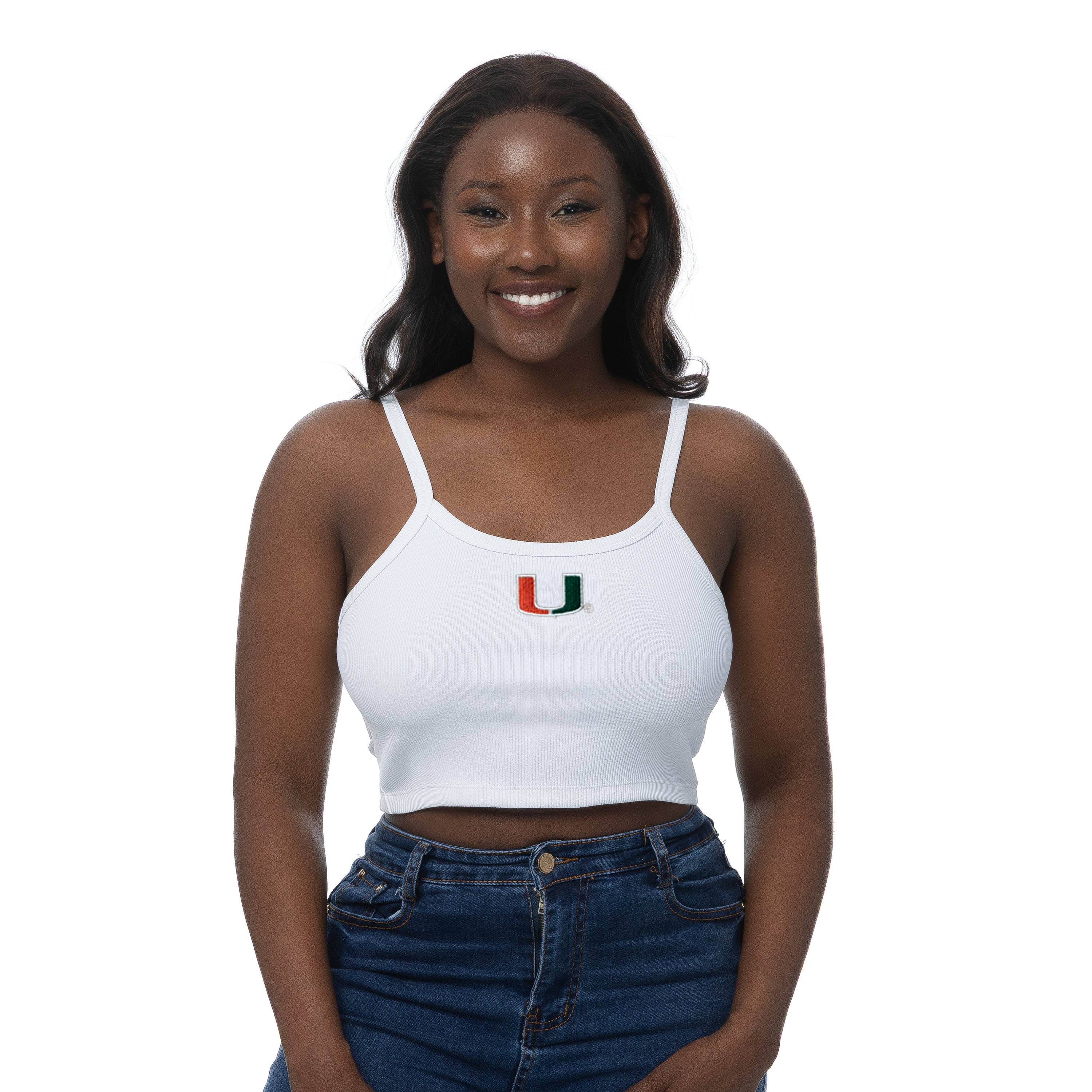 Miami Hurricanes Ribbed Cami Tank -White