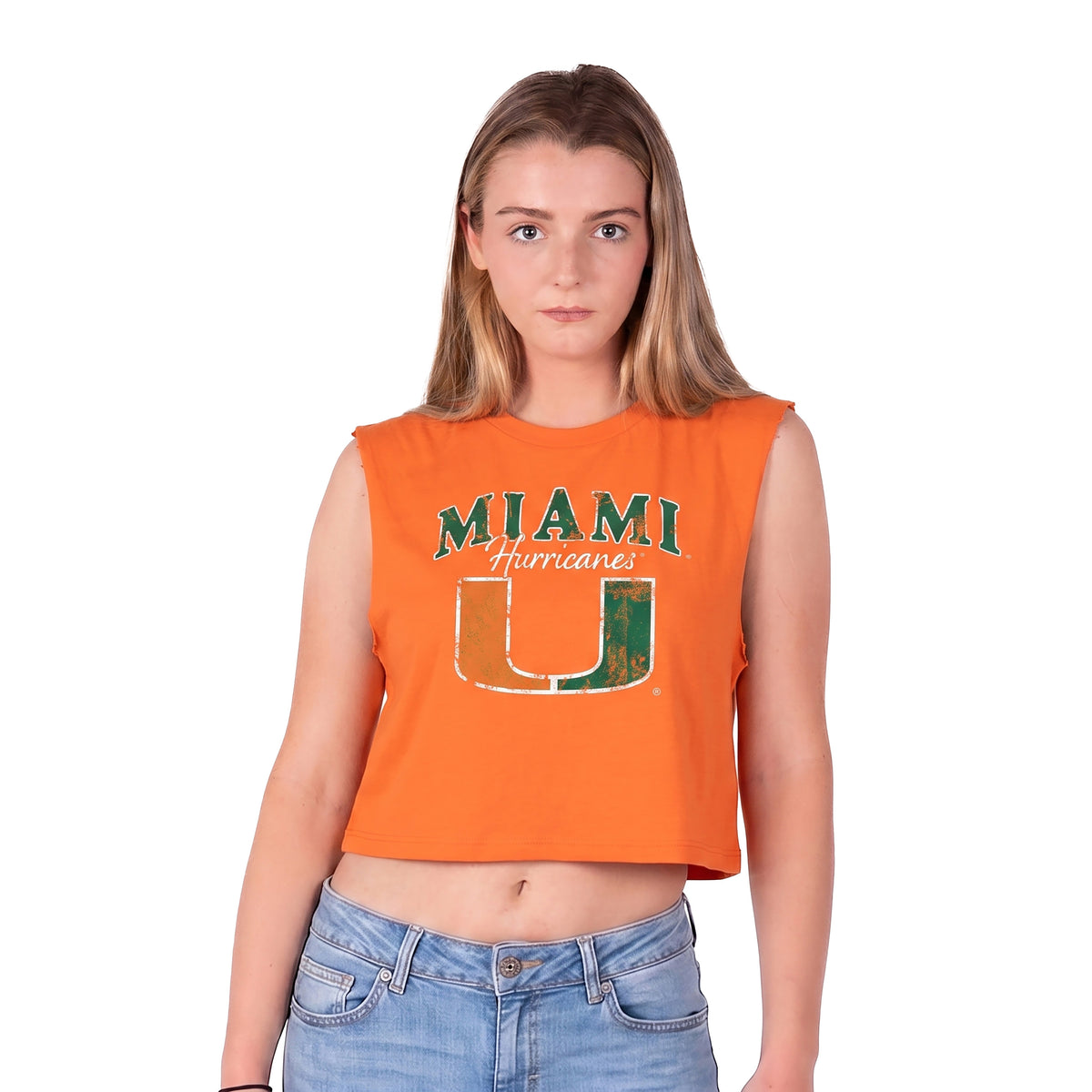 Miami Hurricanes ZooZatz Distressed Muscle Tank - Orange