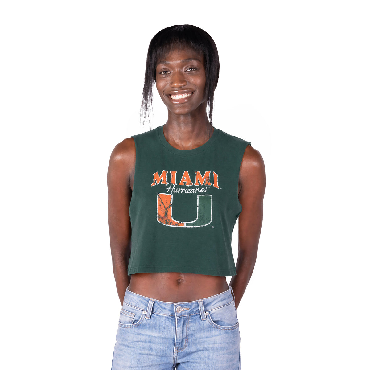 Miami Hurricanes ZooZatz Distressed Muscle Tank - Green