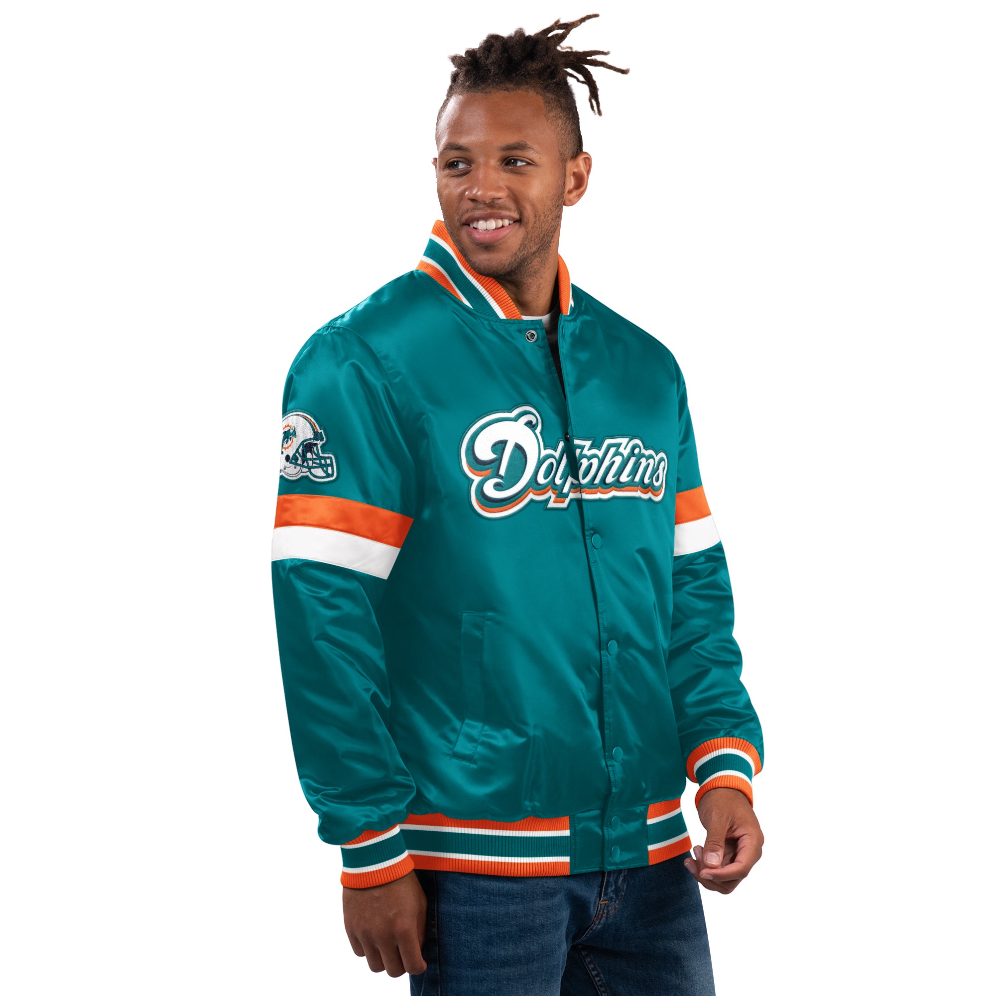 miami dolphins fan gear Miami Dolphins Retro Logo Classic Starter Jacket