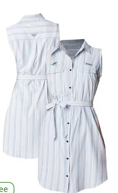 Miami Dolphins Columbia Women's Sun Drifter Dress - Carbon Blue/White