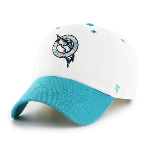 Miami Marlins Cooperstown Collection '47 Brand Double Header Diamond Clean Up Adjustable Hat - White