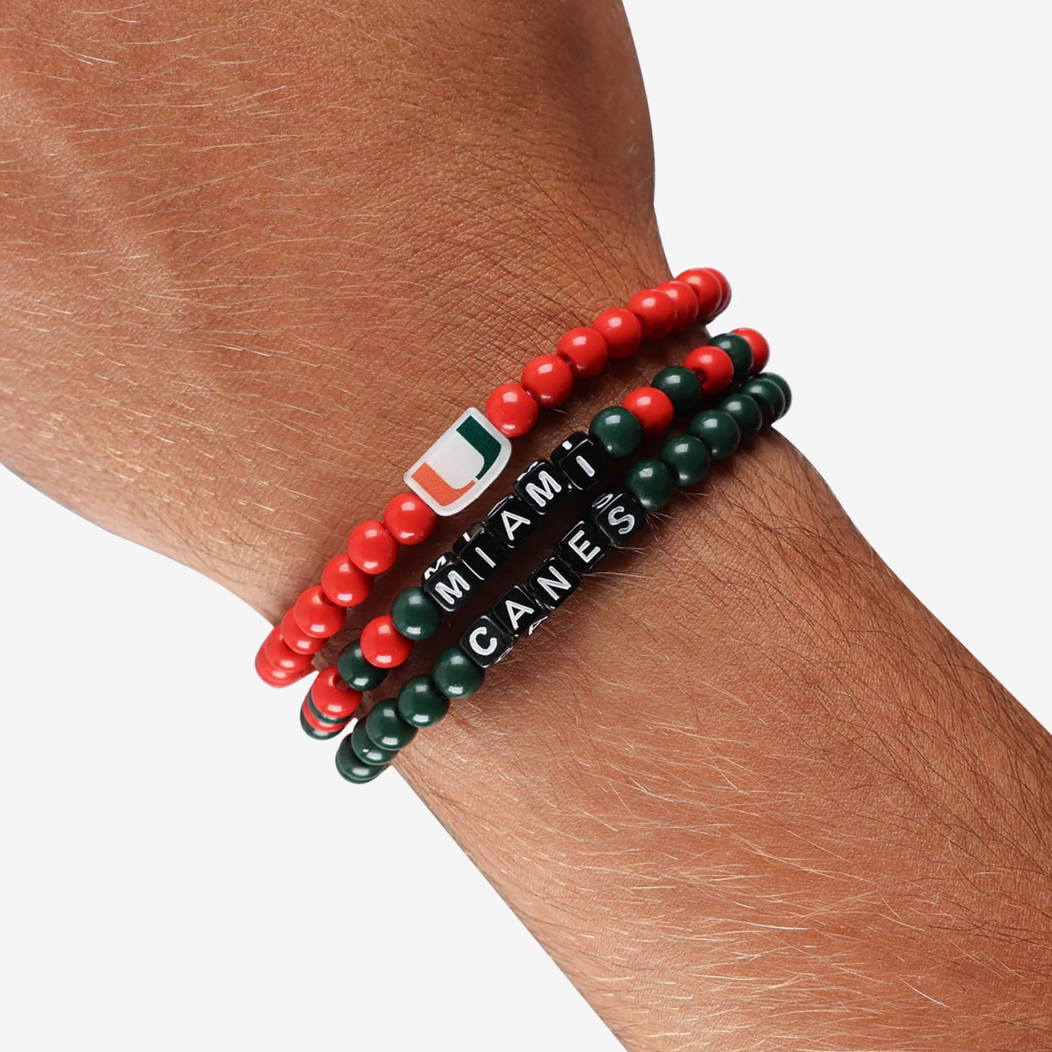 Miami Hurricanes 3 Pack Beaded Friendship Bracelets