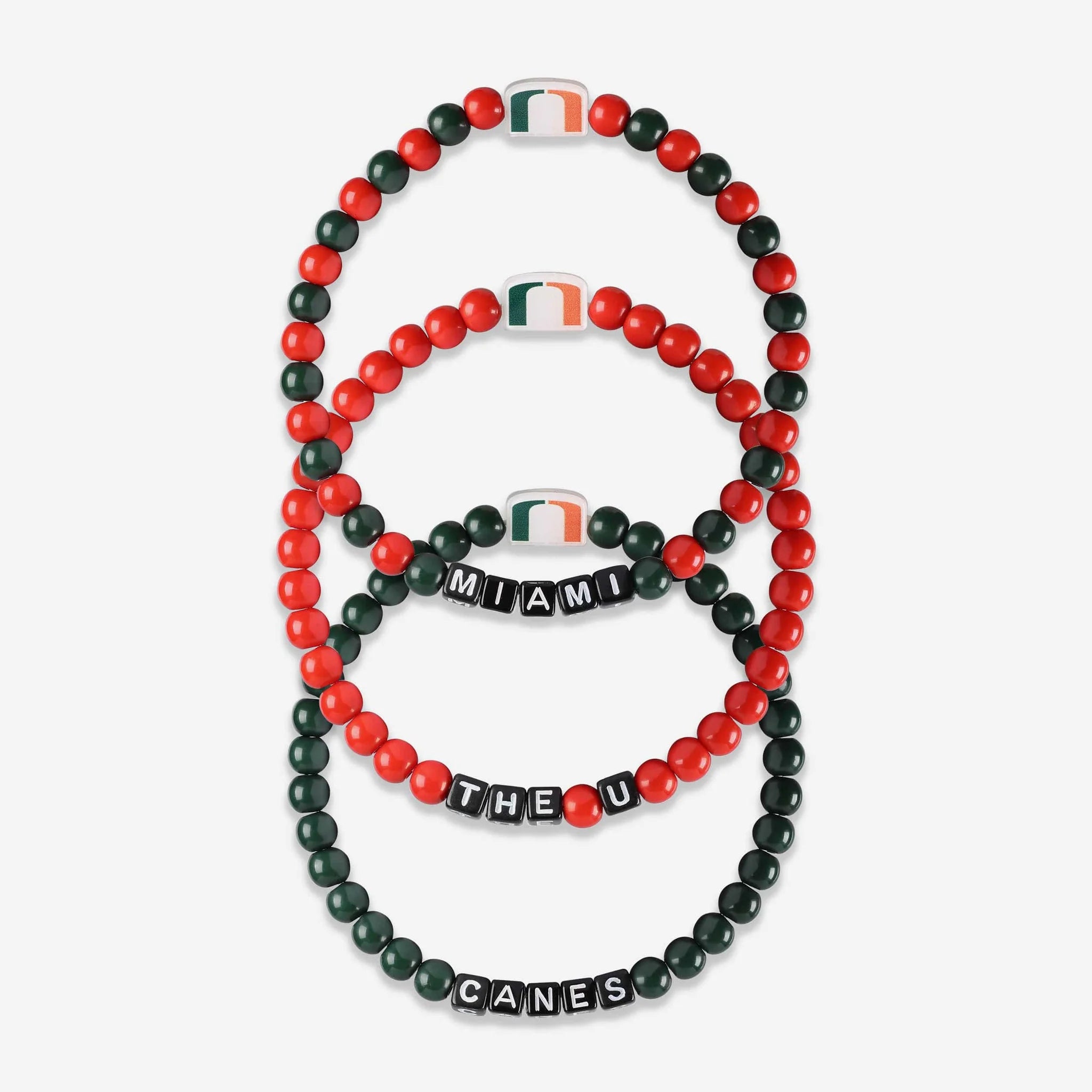 Miami Hurricanes 3 Pack Beaded Friendship Bracelets