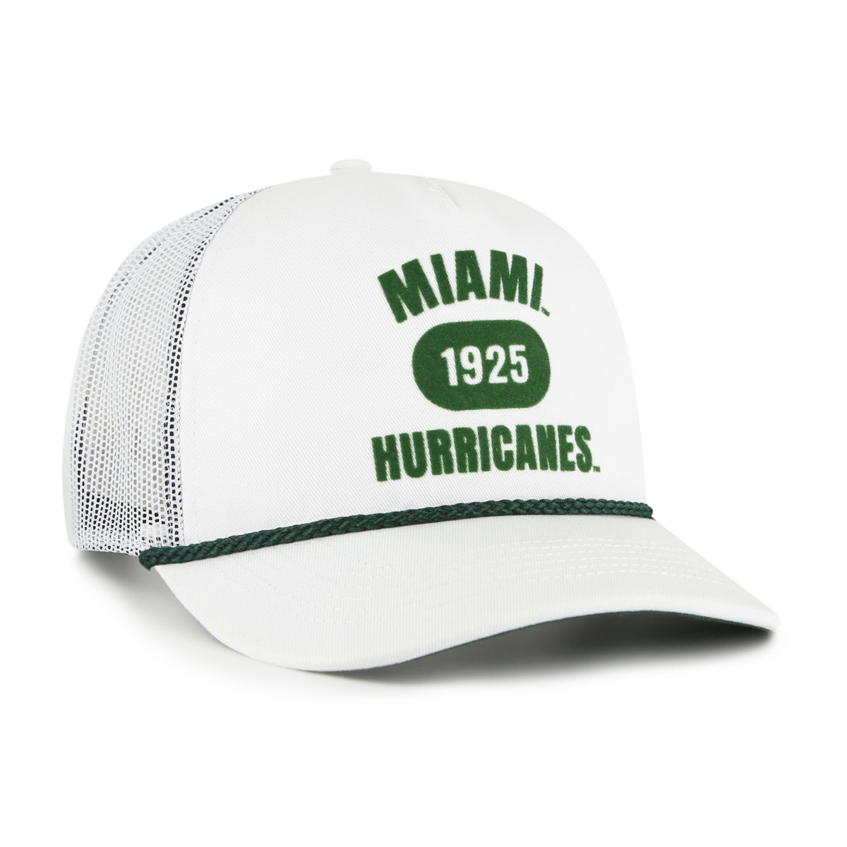 Miami Hurricanes 47 Brand Flock Ball Hitch Trucker Hat - White