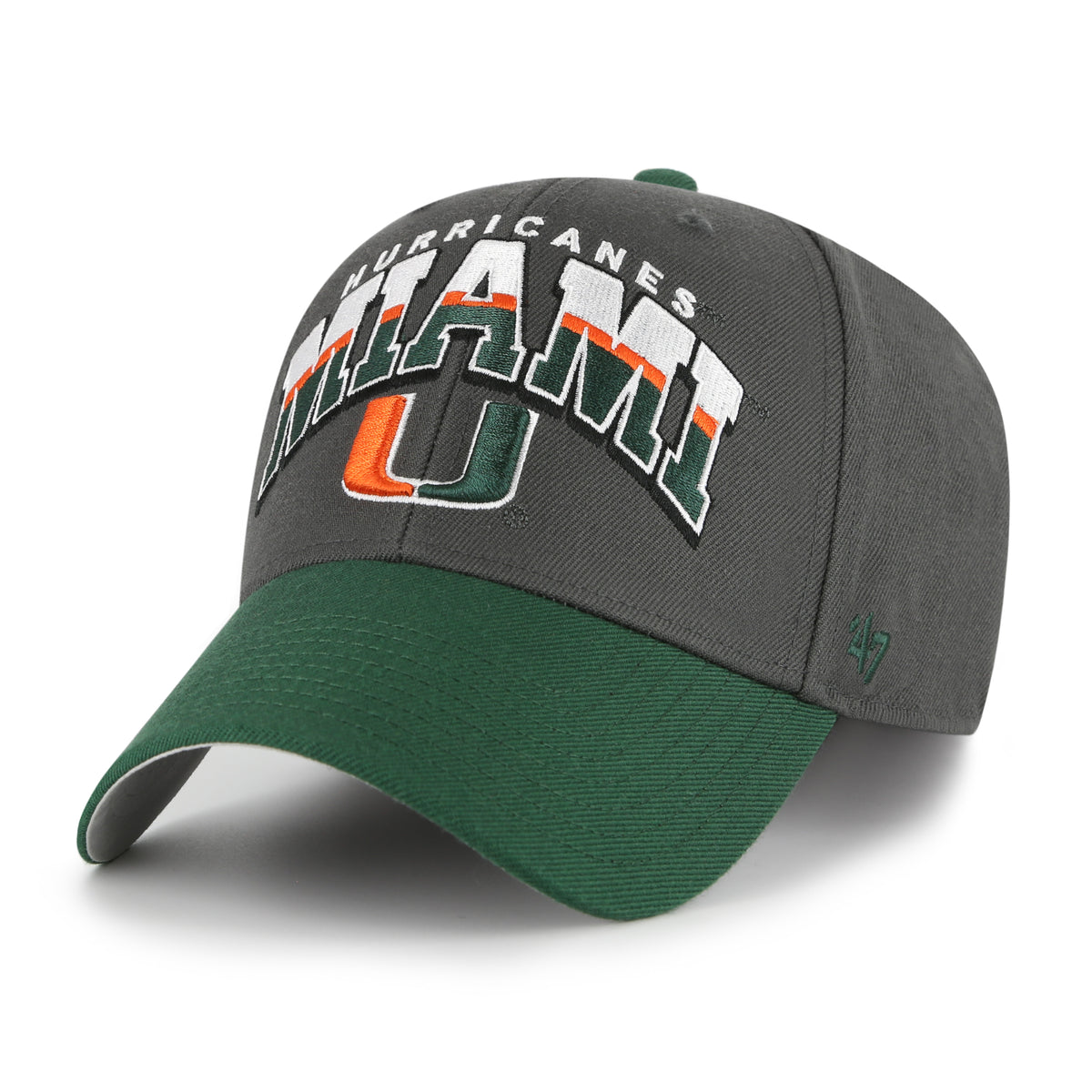 Miami Hurricanes 47 Brand Split Block MVP Hat - Charcoal