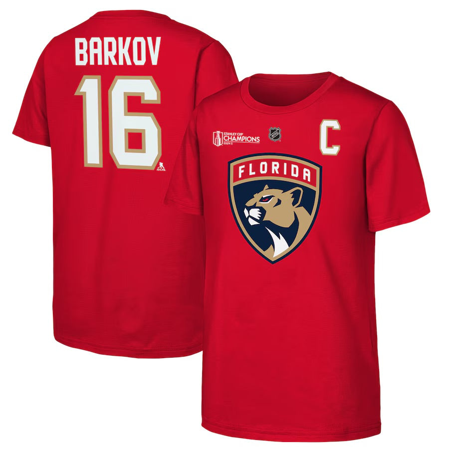 Florida Panthers Youth NHL Stanley Cup Champions Barkov Captain T-Shirt - Red