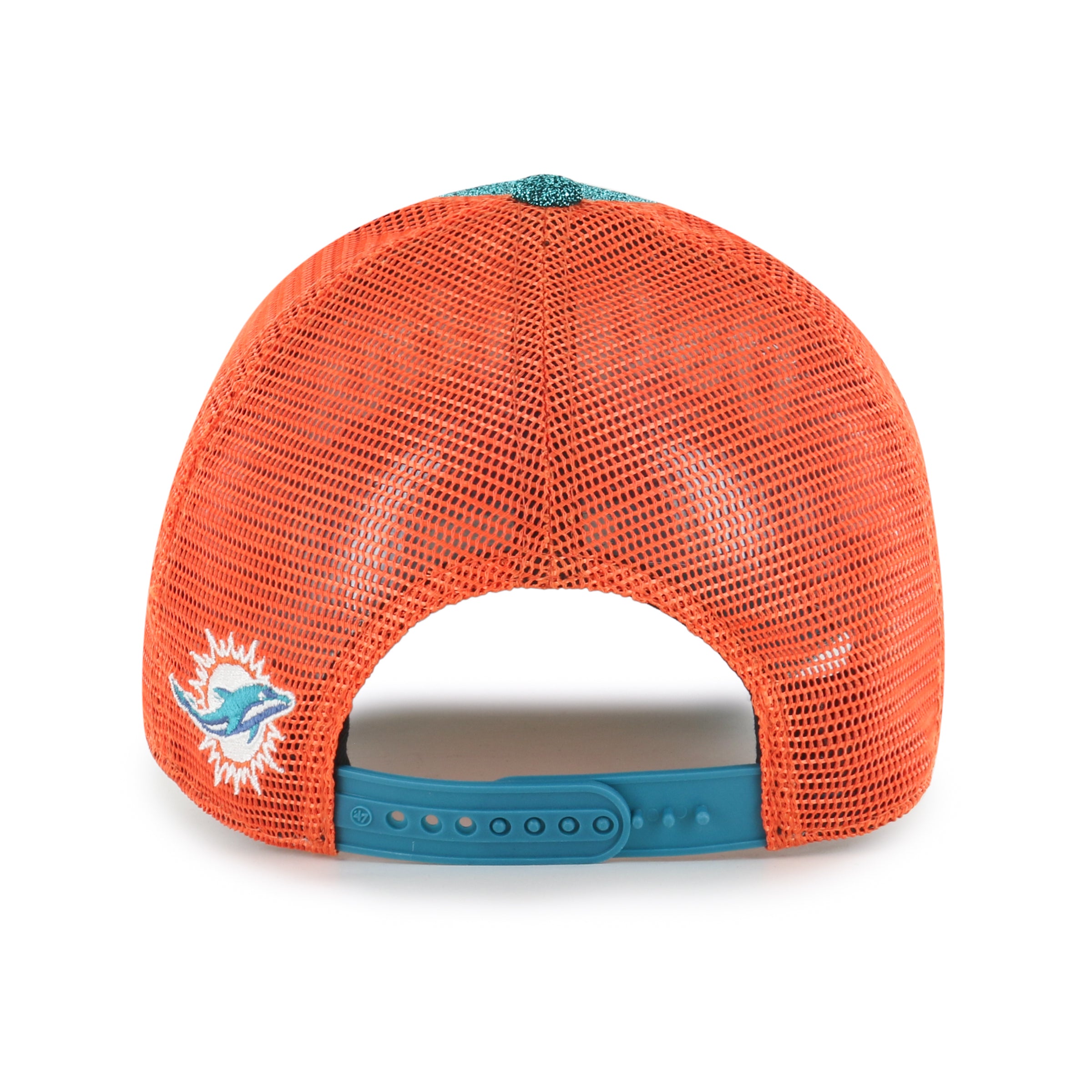 Miami Dolphins 47 Brand Womens Metallic Teal Encore Mesh Trucker Hat