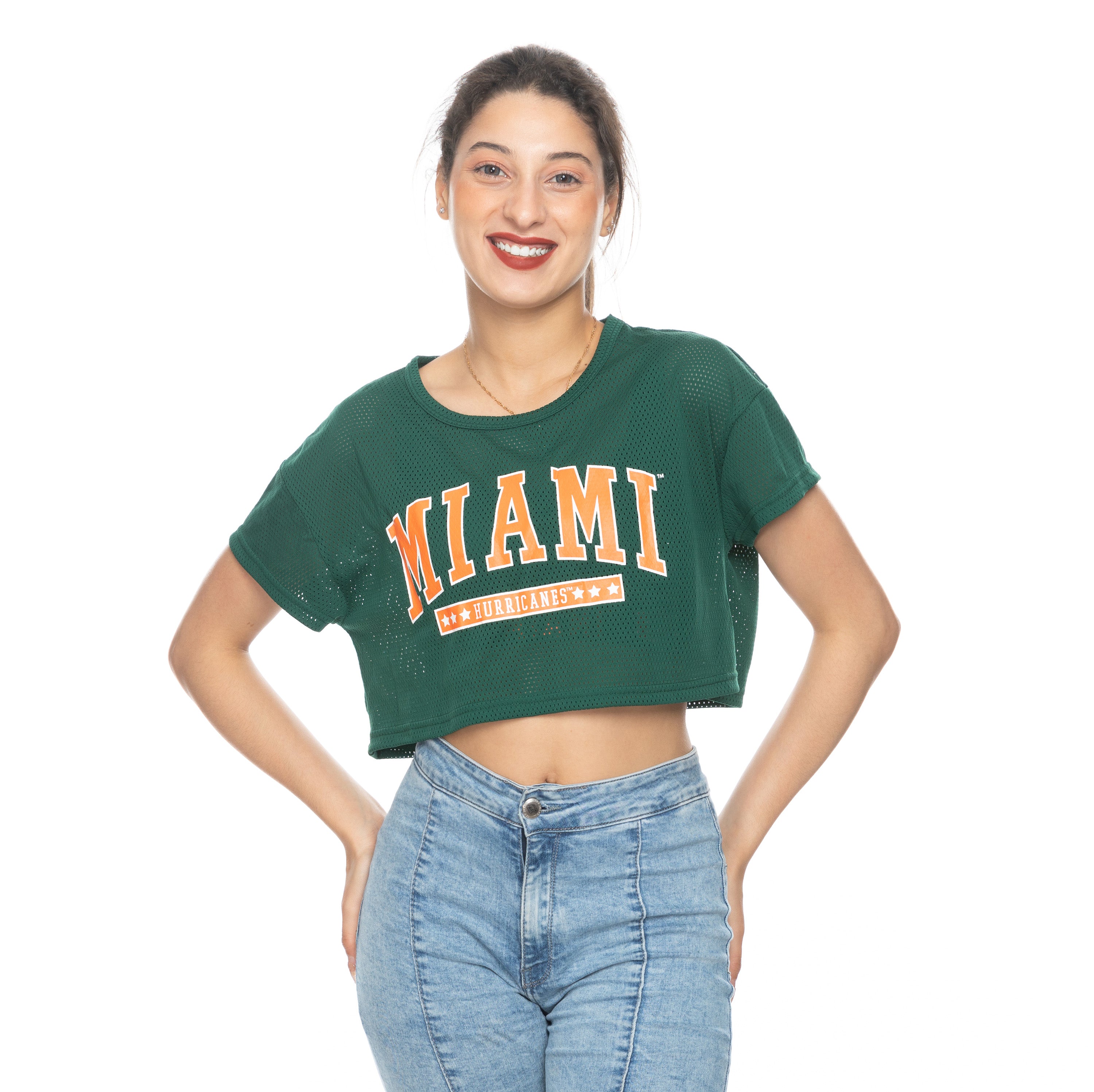 Miami Hurricanes ZooZatz Jersey Crop Top - Green