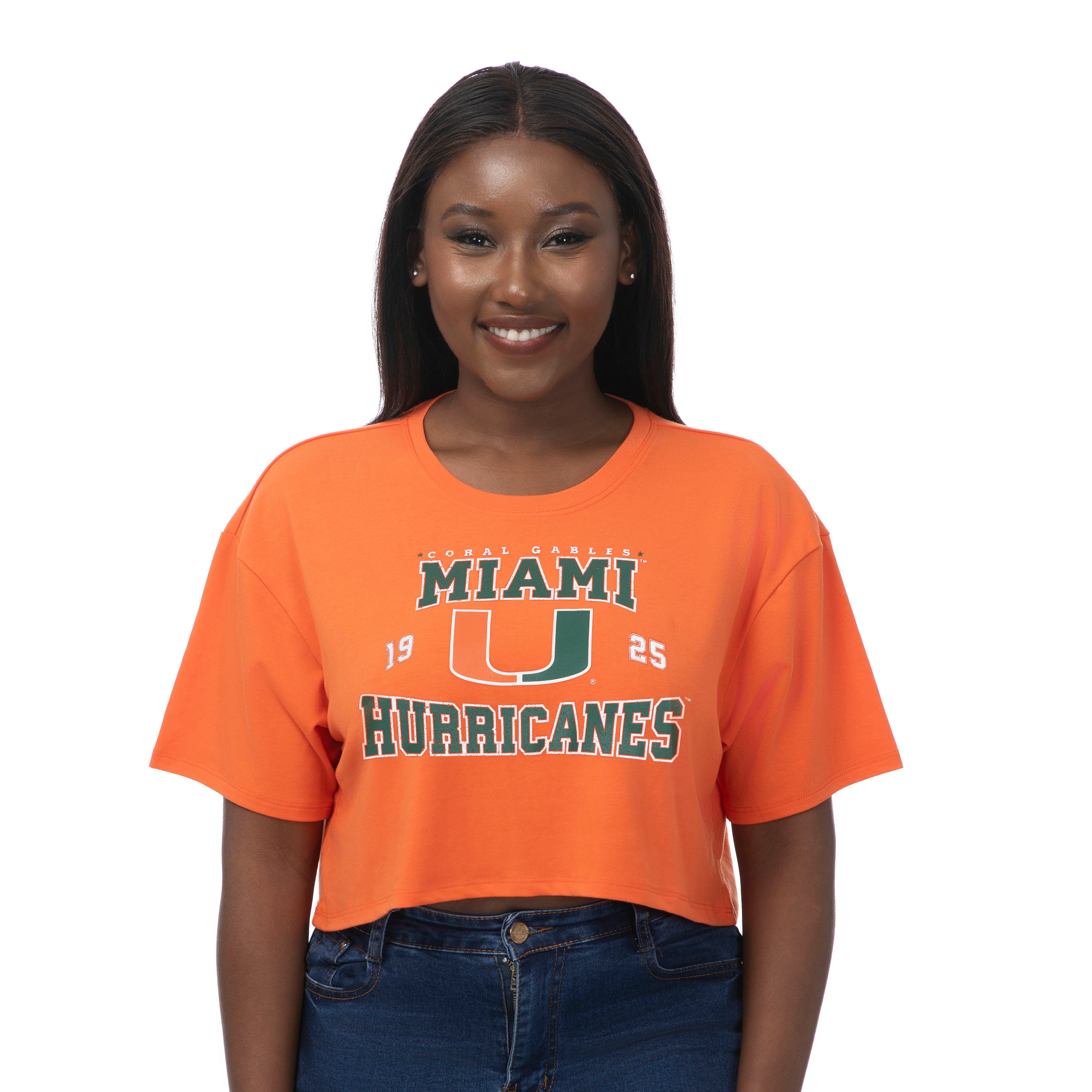 ZooZatz Miami Hurricanes U Logo Boxy Crop Top -Orange