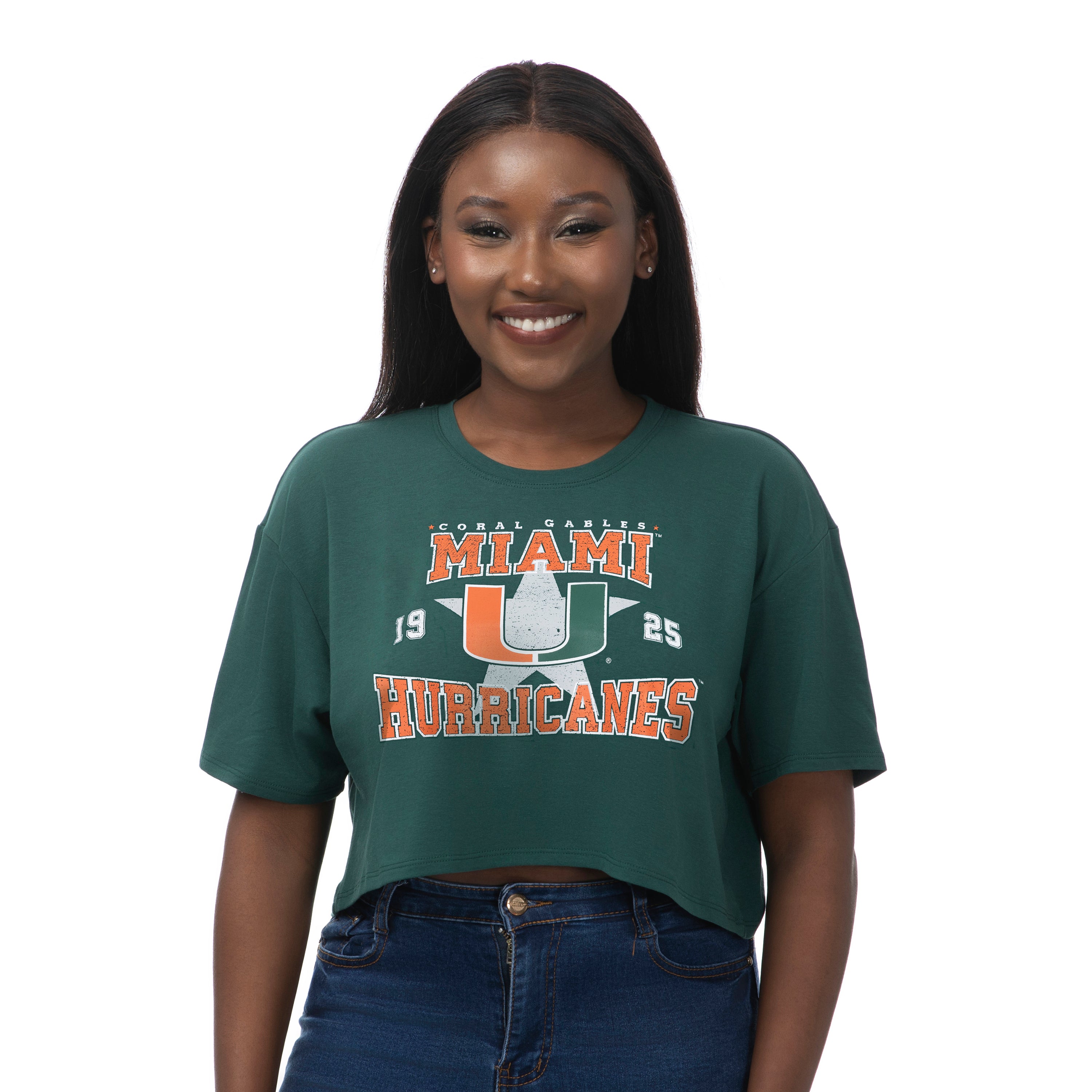 ZooZatz Miami Hurricanes U Logo Boxy Crop Top -Green