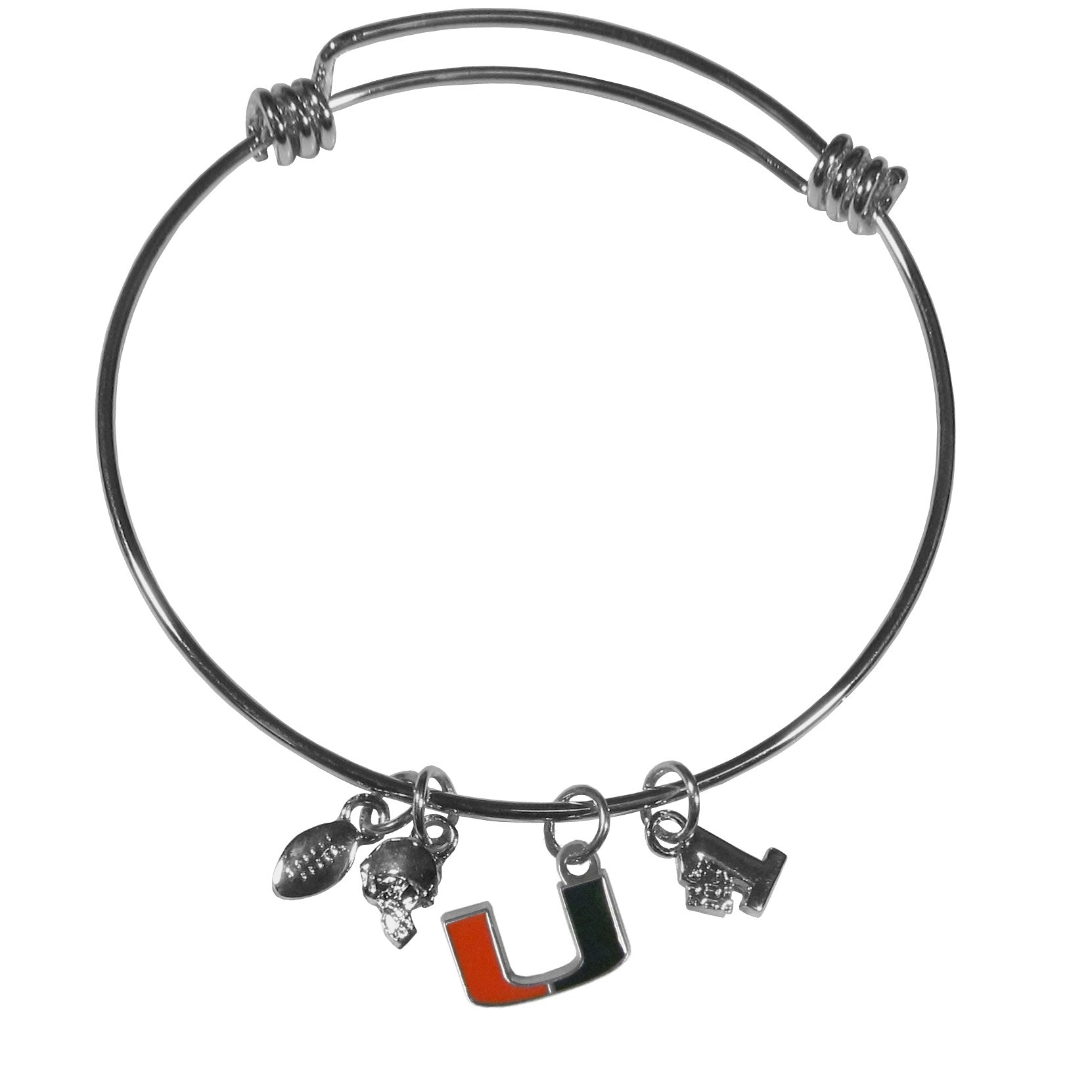 Miami Hurricanes Charm Bangle Bracelet - Silver