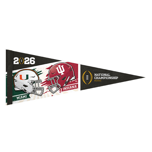 Miami Hurricanes vs Indiana Hoosiers CFP National Championship Soft Pennant - 12” x 30”