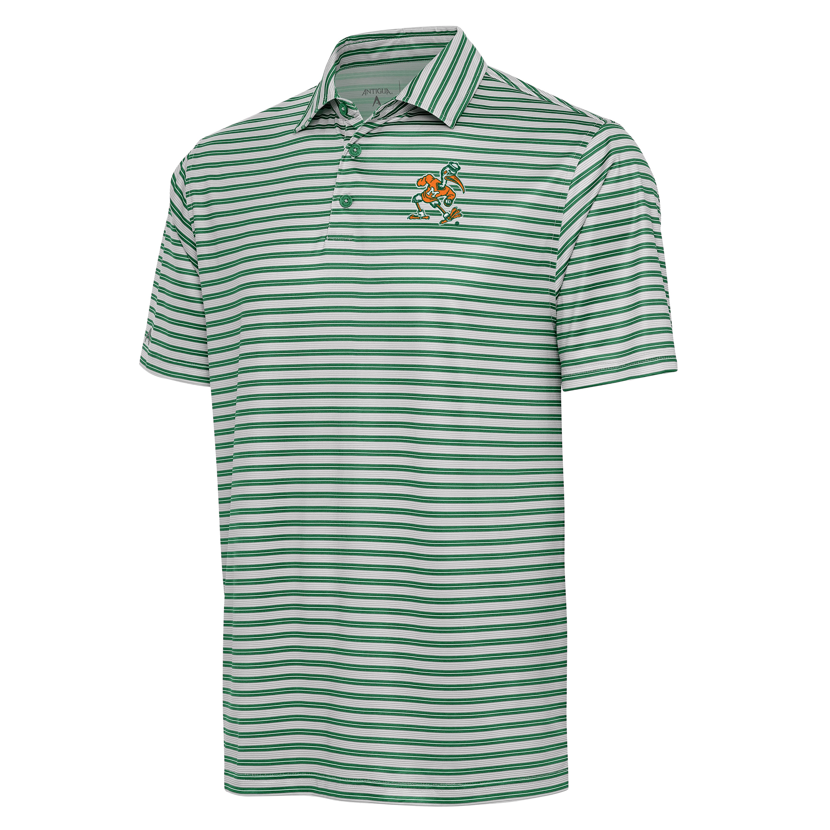 Miami Hurricanes Antigua Turn Sebastian Polo U Logo - White / Green Multi
