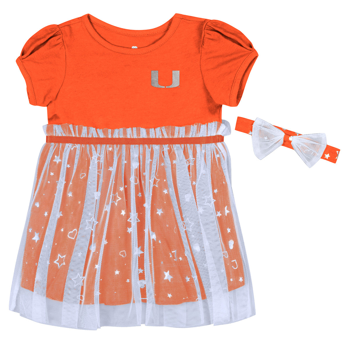 Miami Hurricanes Colosseum Toddler Girls Star League Dress w/Headband - Orange