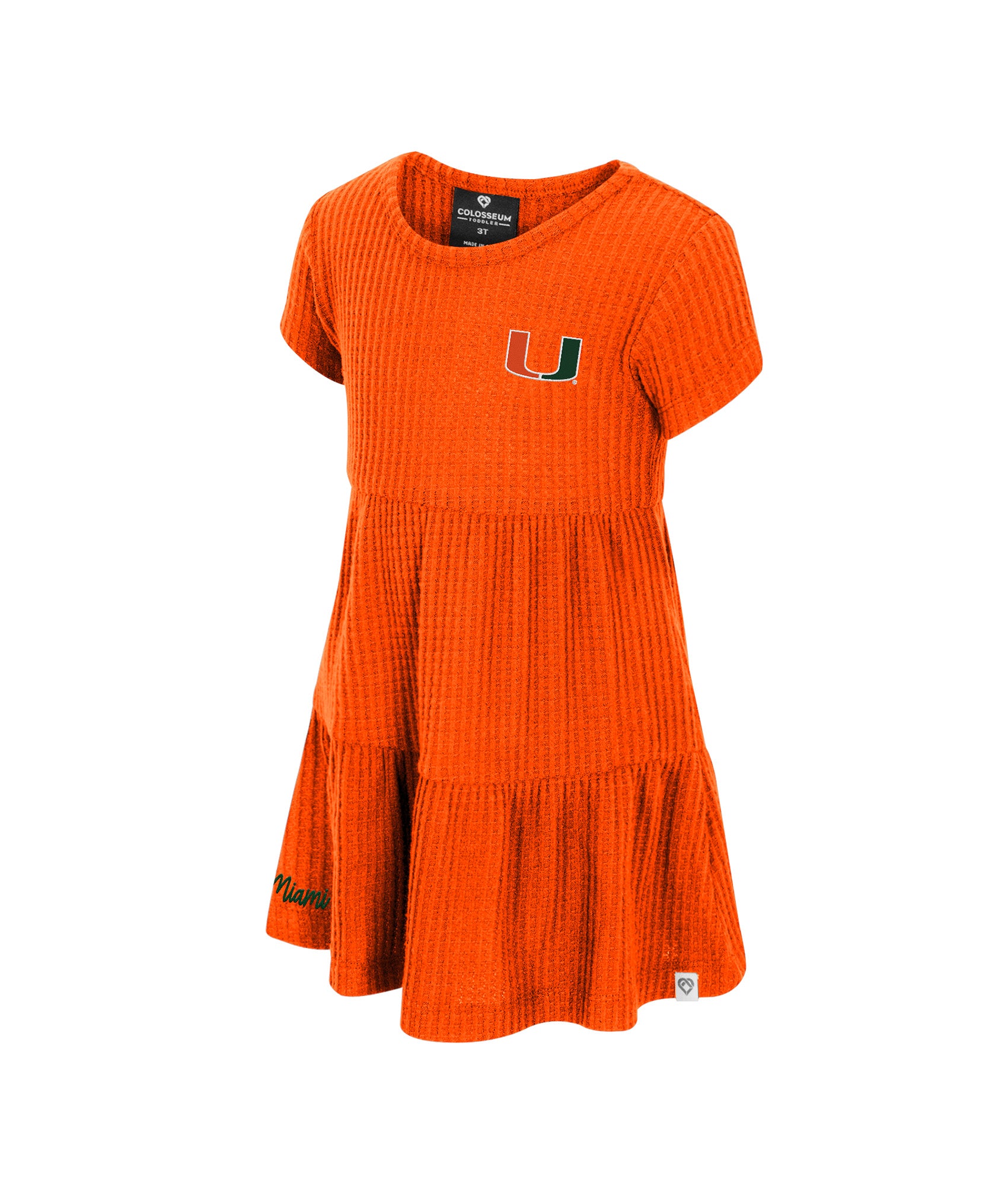 Miami Hurricanes Colosseum Toddler Beautopia Waffle Dress - Orange
