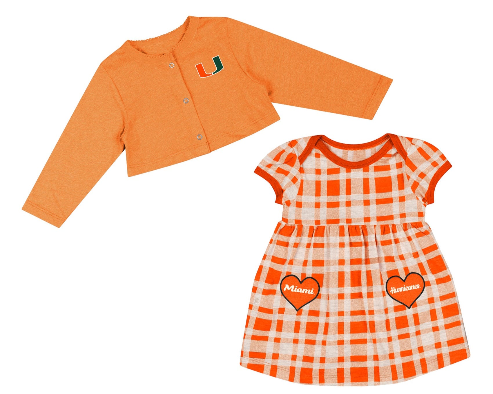 Miami Hurricanes Colosseum Infant Marceline Plaid Dress/Cardigan Set - Orange