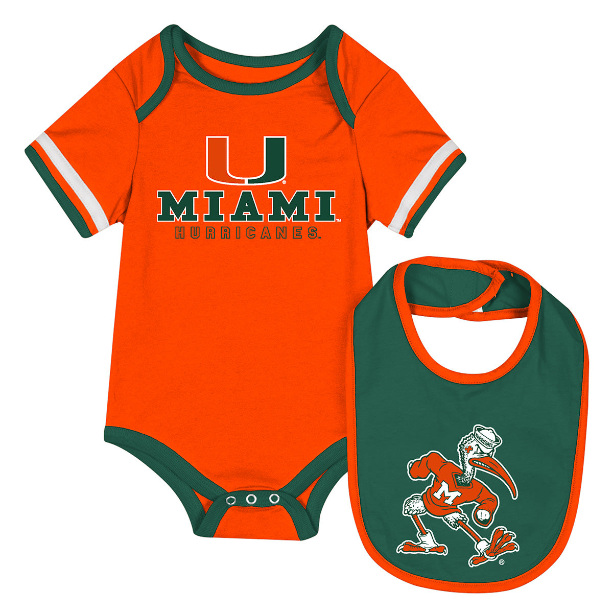 Miami Hurricanes Colosseum Infant Boys The Gift Onesie & Bib Set - Orange