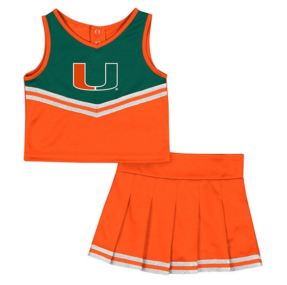 Miami Hurricanes Colosseum Toddler Girls Time For Recess Cheer Set - Green Orange
