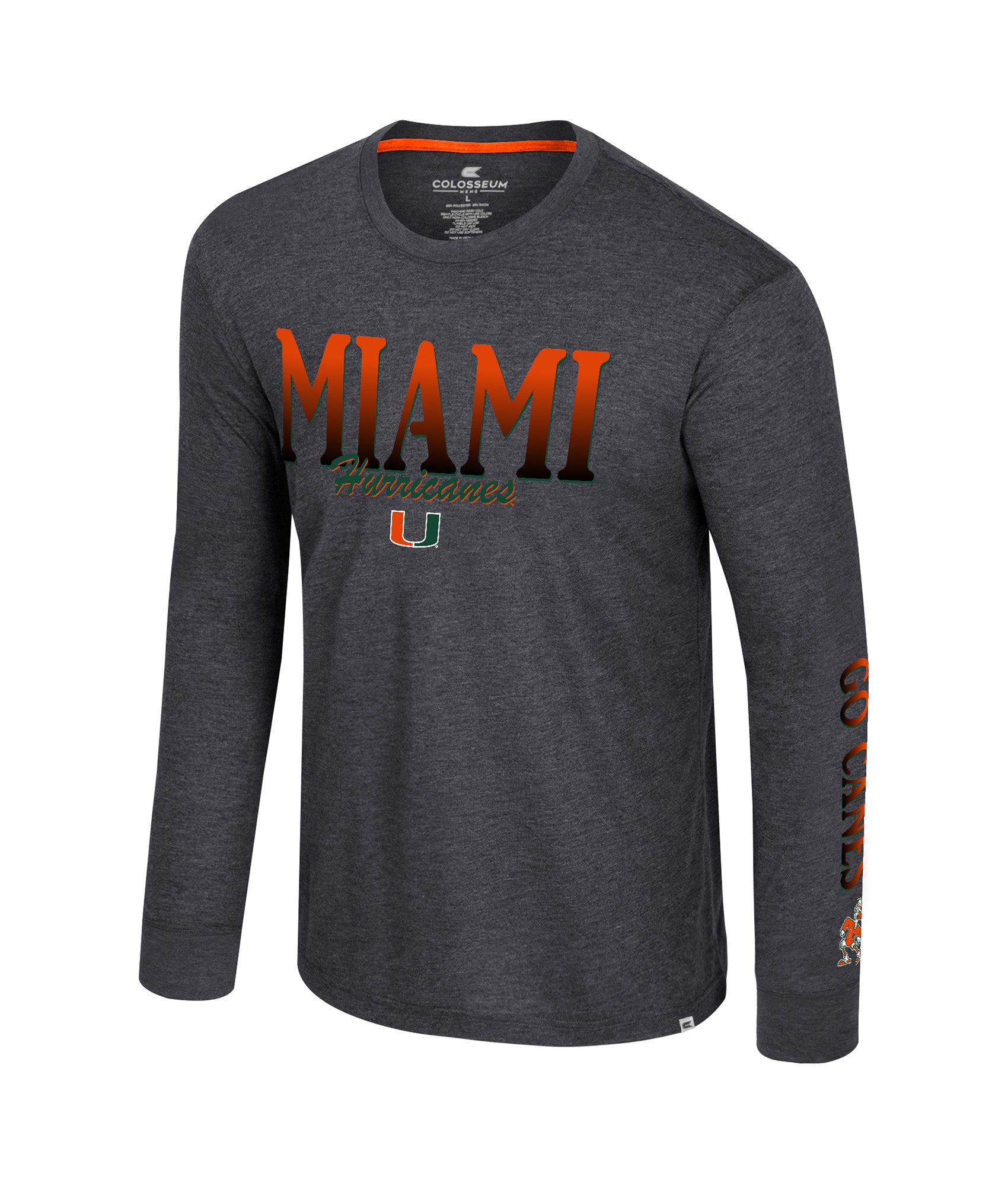 Miami Hurricanes Colosseum Frank L/S T-Shirt - Charcoal