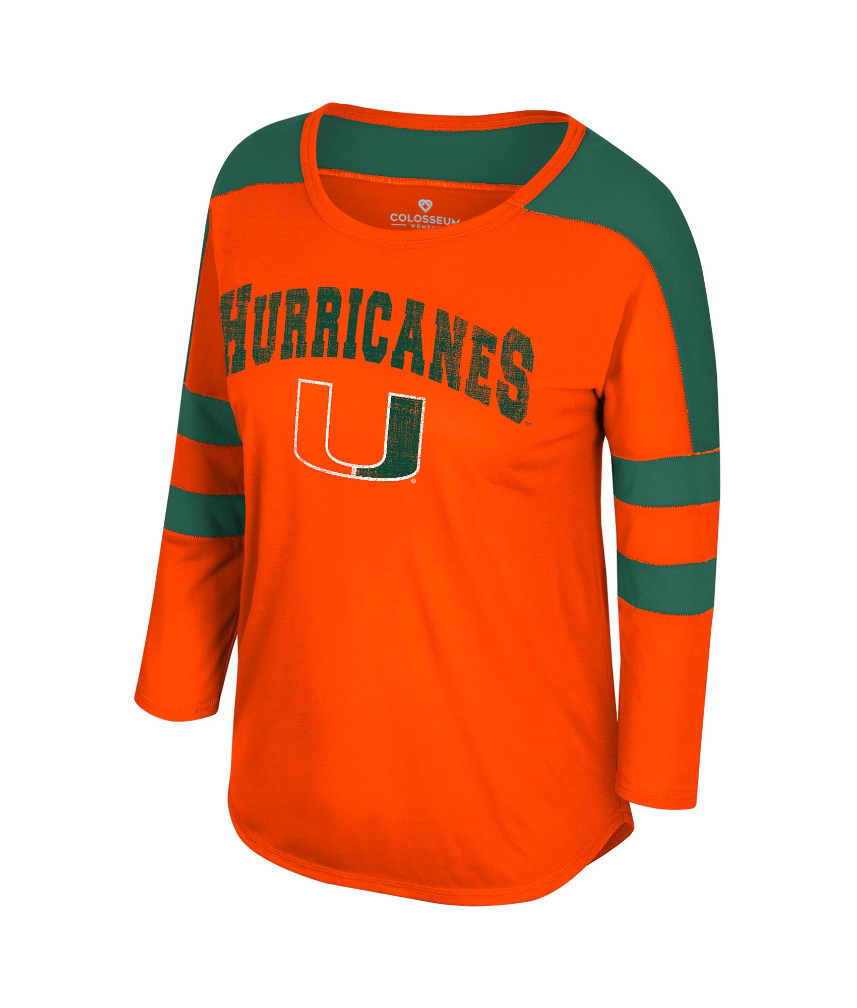Miami Hurricanes Colosseum Women's Drama 3/4 Sleeve T-Shirt - Orange