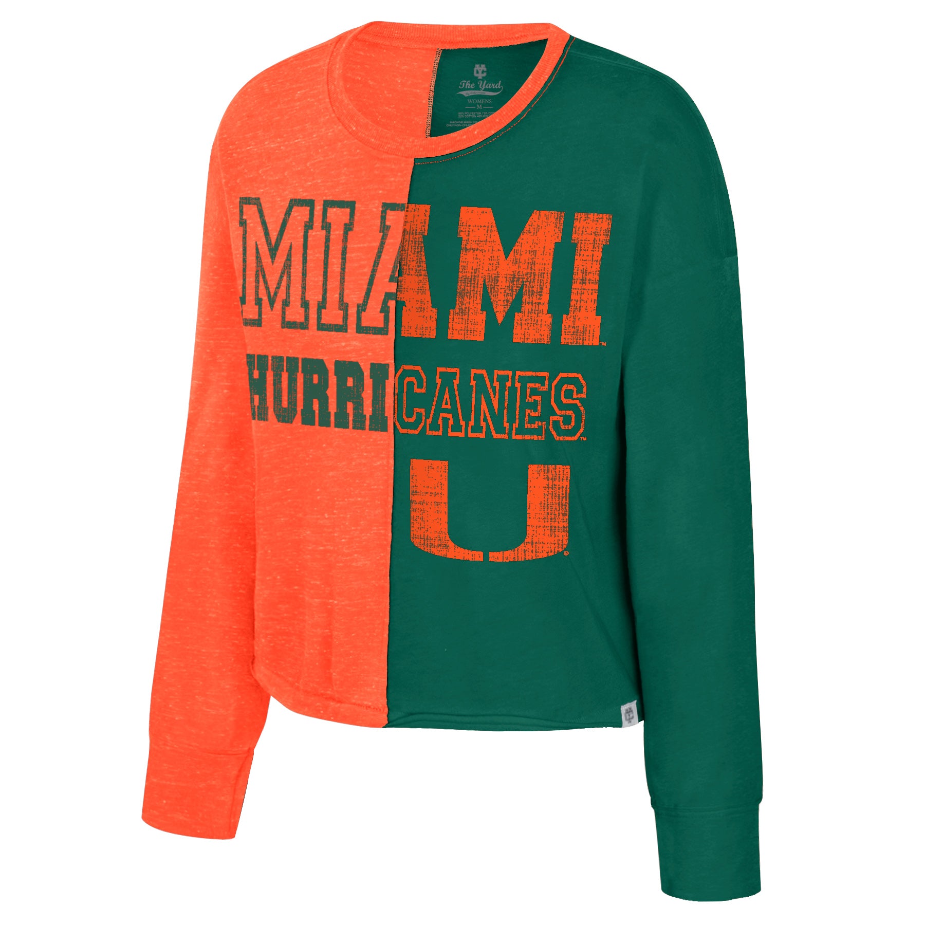 Miami Hurricanes Colosseum BUFFALO GALS COLOR 1/2 CUT KNIT TOP - ORANGE / GREEN