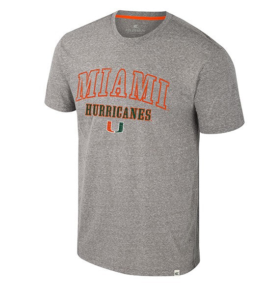 Miami Hurricanes Colosseum Electromagnetic Tri-Blend Heathered T-Shirt - Grey