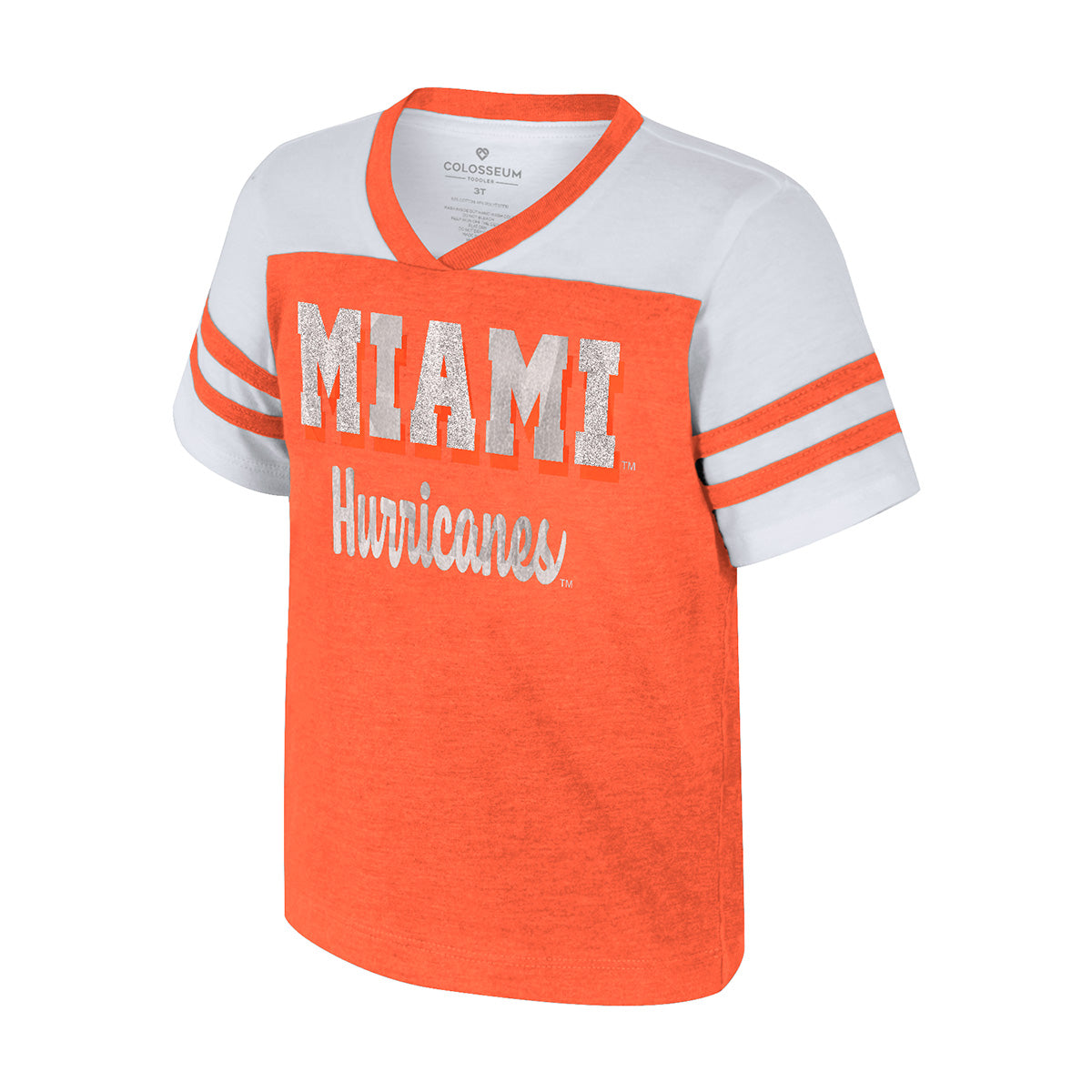 Miami Hurricanes Colosseum Toddler Girls Space Opera Glitter T-Shirt - Orange