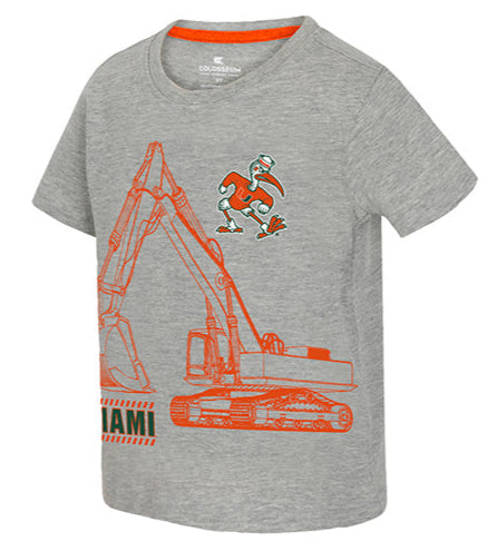 Miami Hurricanes Colosseum Toddler Excavator T-Shirt - Heather Grey