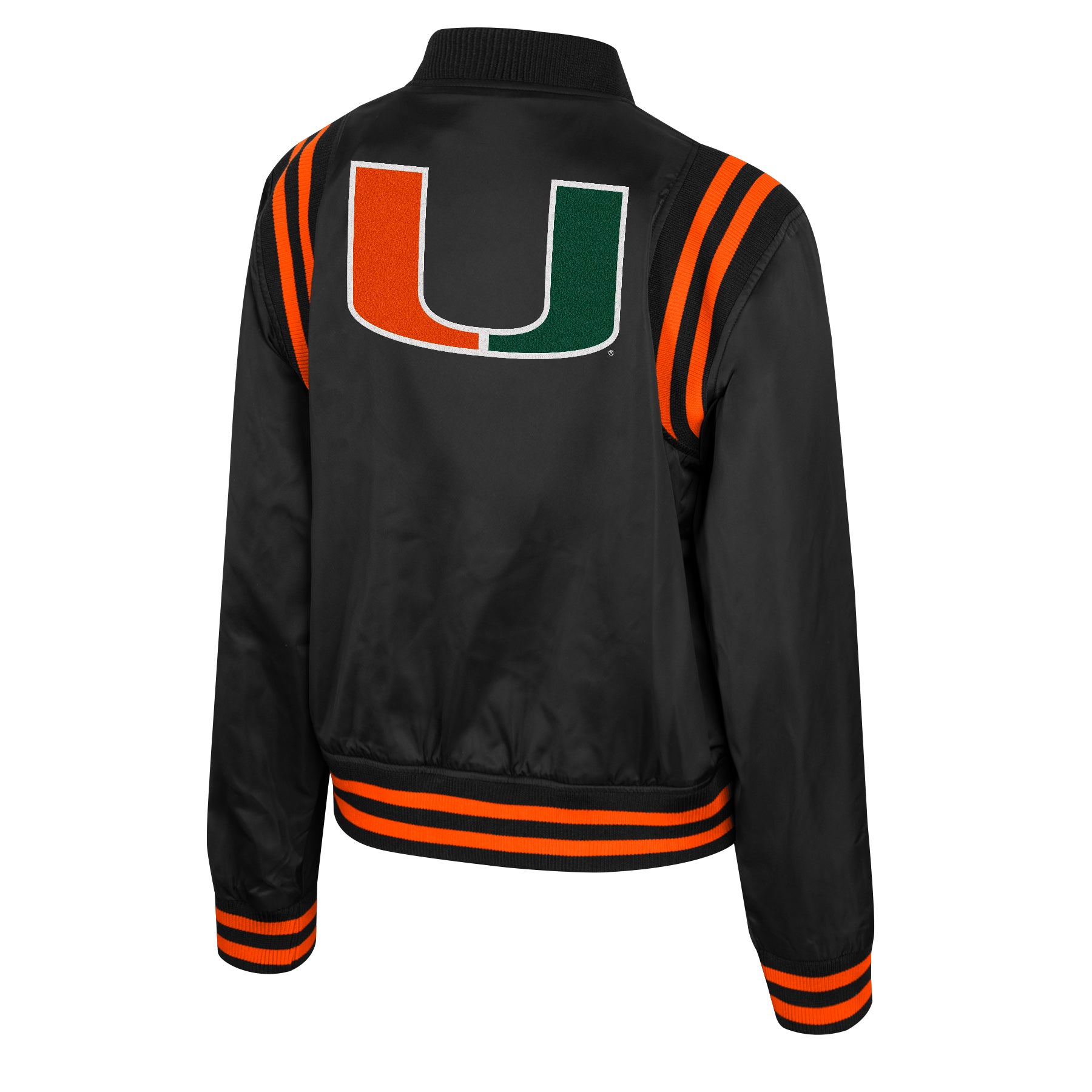 Miami Hurricanes Women's Colosseum Wonderful Life Sateen Bomber Jacket - Black