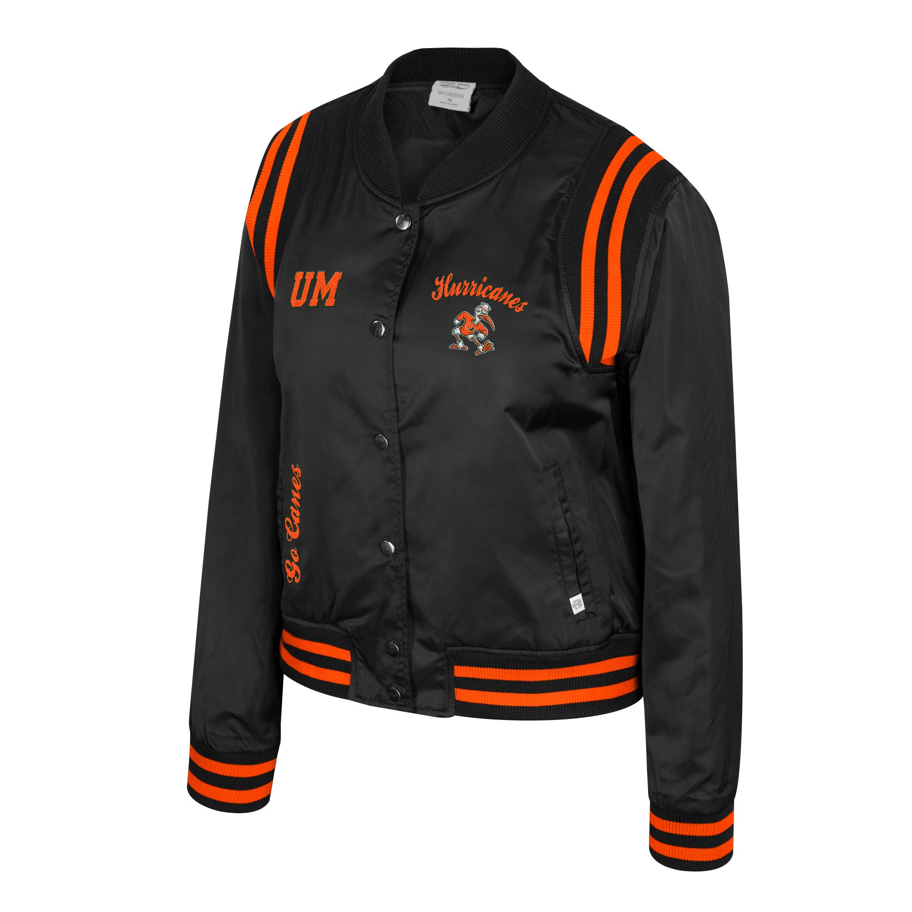 Miami Hurricanes Women's Colosseum Wonderful Life Sateen Bomber Jacket - Black