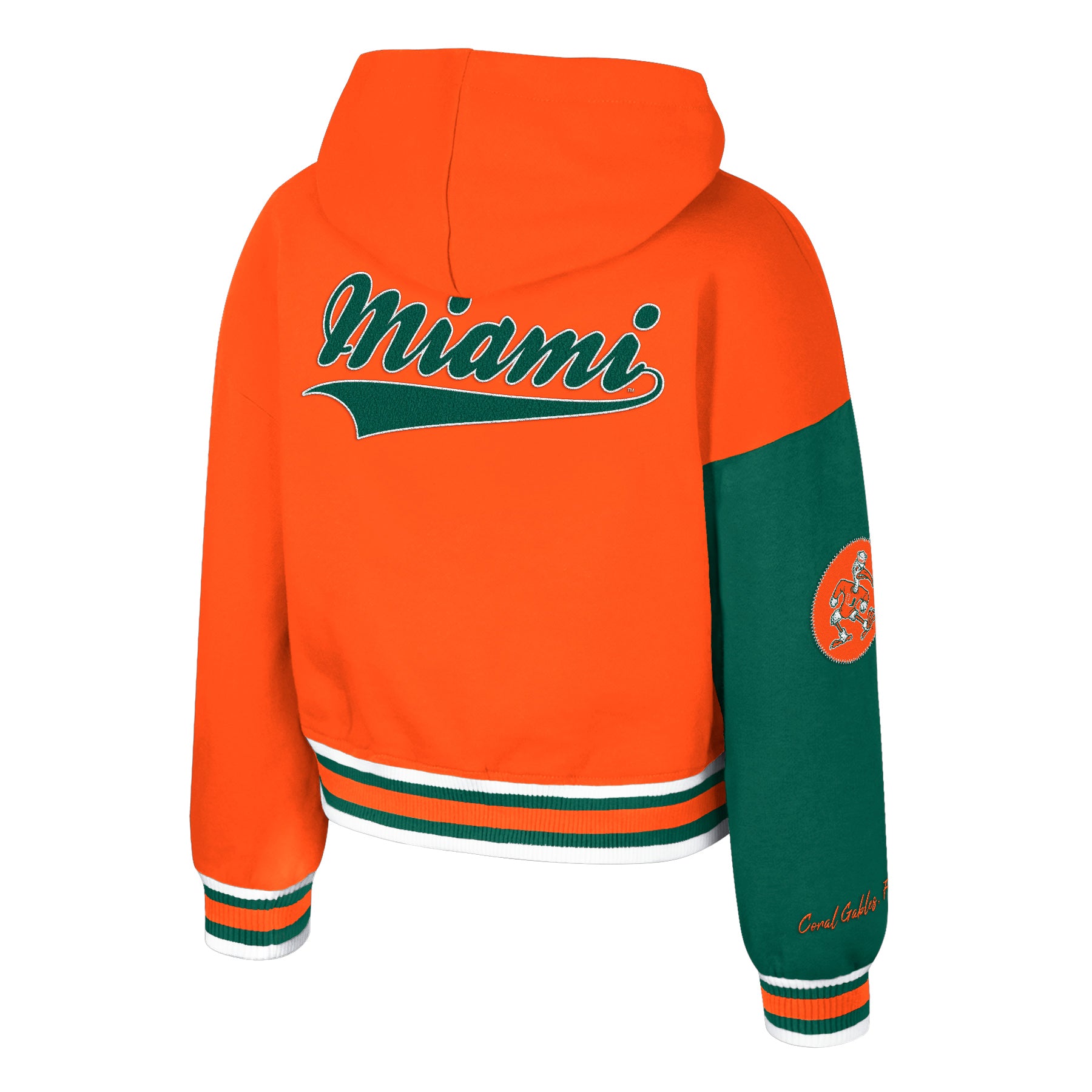 Miami Hurricanes Colosseum GIRLS PENTALS LETTERMAN JACKET - ORANGE / GREEN