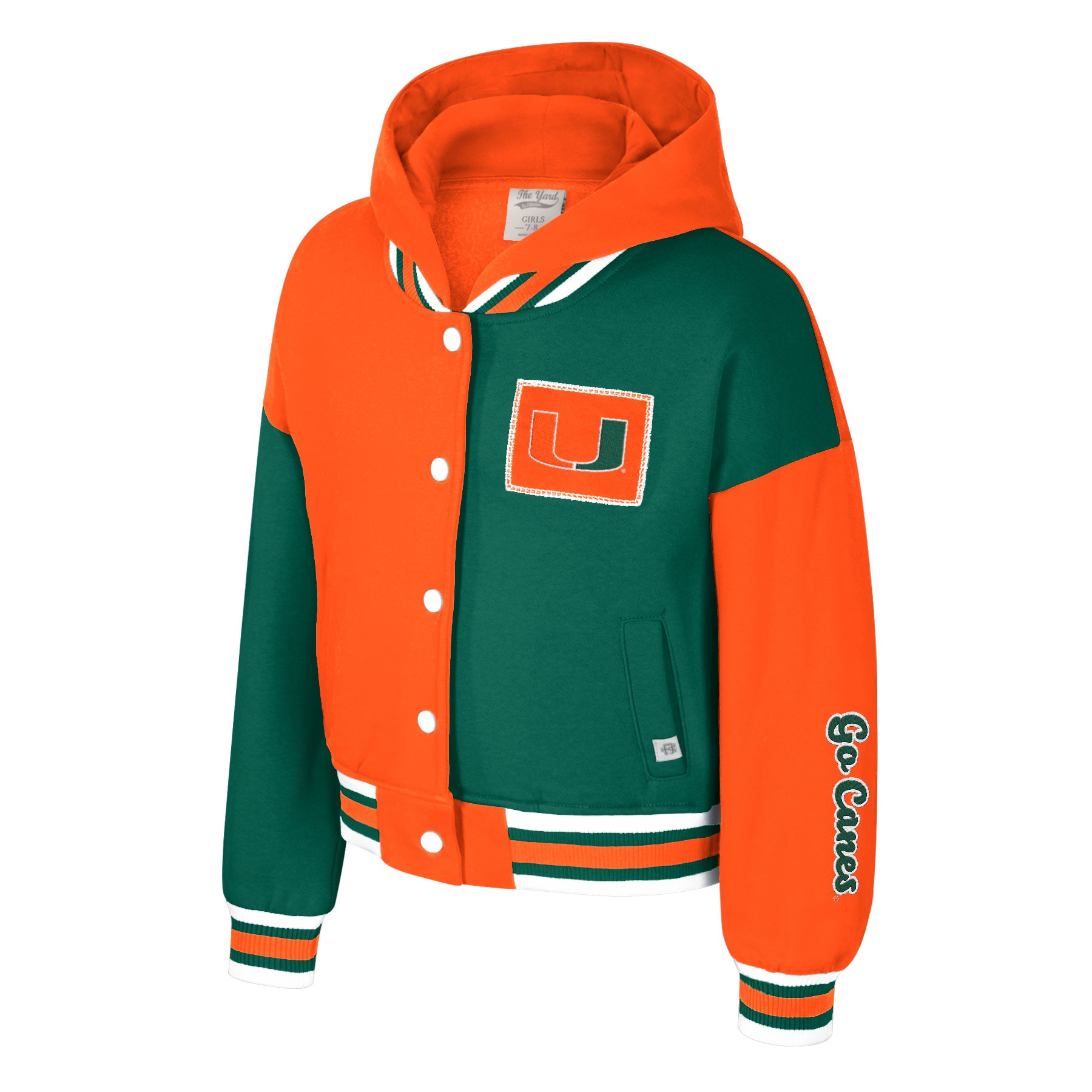 Miami Hurricanes Colosseum GIRLS PENTALS LETTERMAN JACKET - ORANGE / GREEN