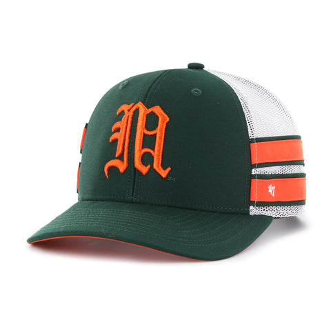 Miami Hurricanes 47 Brand Straight Eight Old English M Trucker Hat - Green/White
