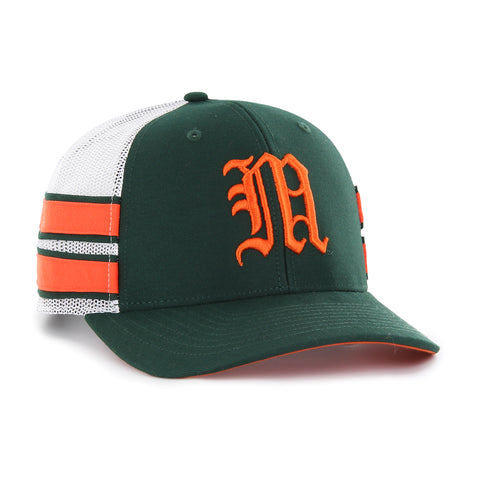 Miami Hurricanes 47 Brand Straight Eight Old English M Trucker Hat - Green/White