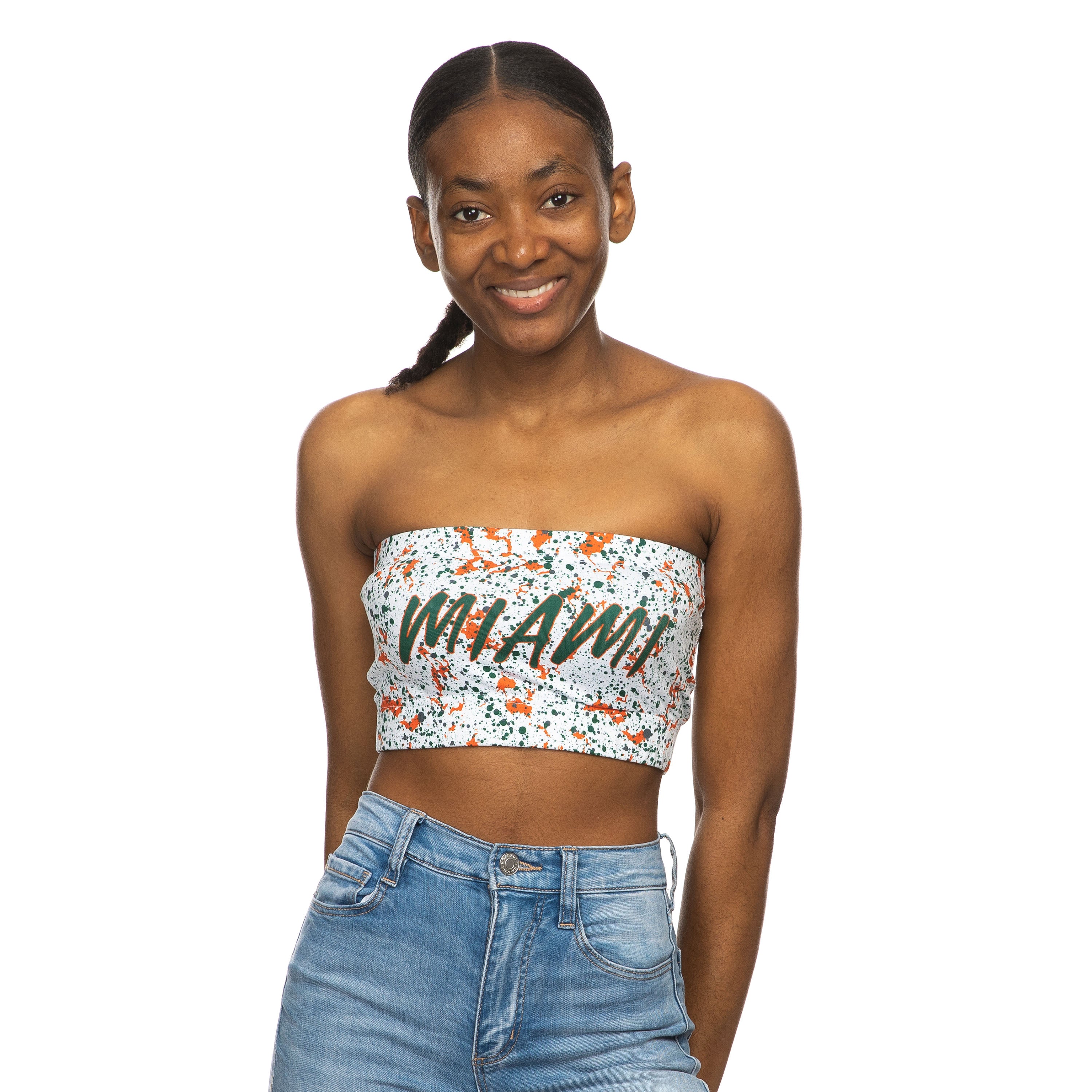 Miami Hurricanes ZooZatz Miami Splatter Bandeau - White