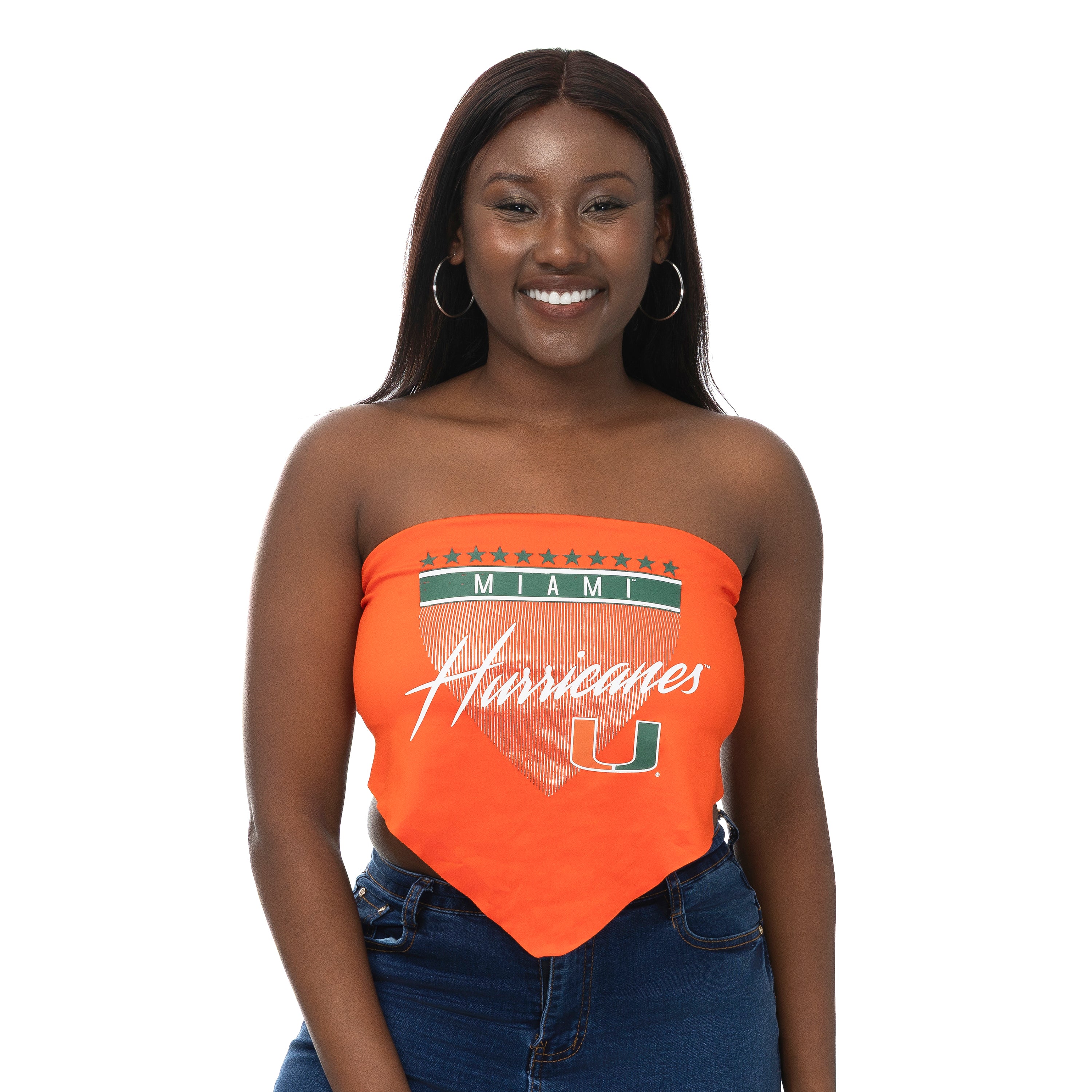 Miami Hurricanes zoozatz Foil Shield Bandana Tie-Back Tube Top - Orange