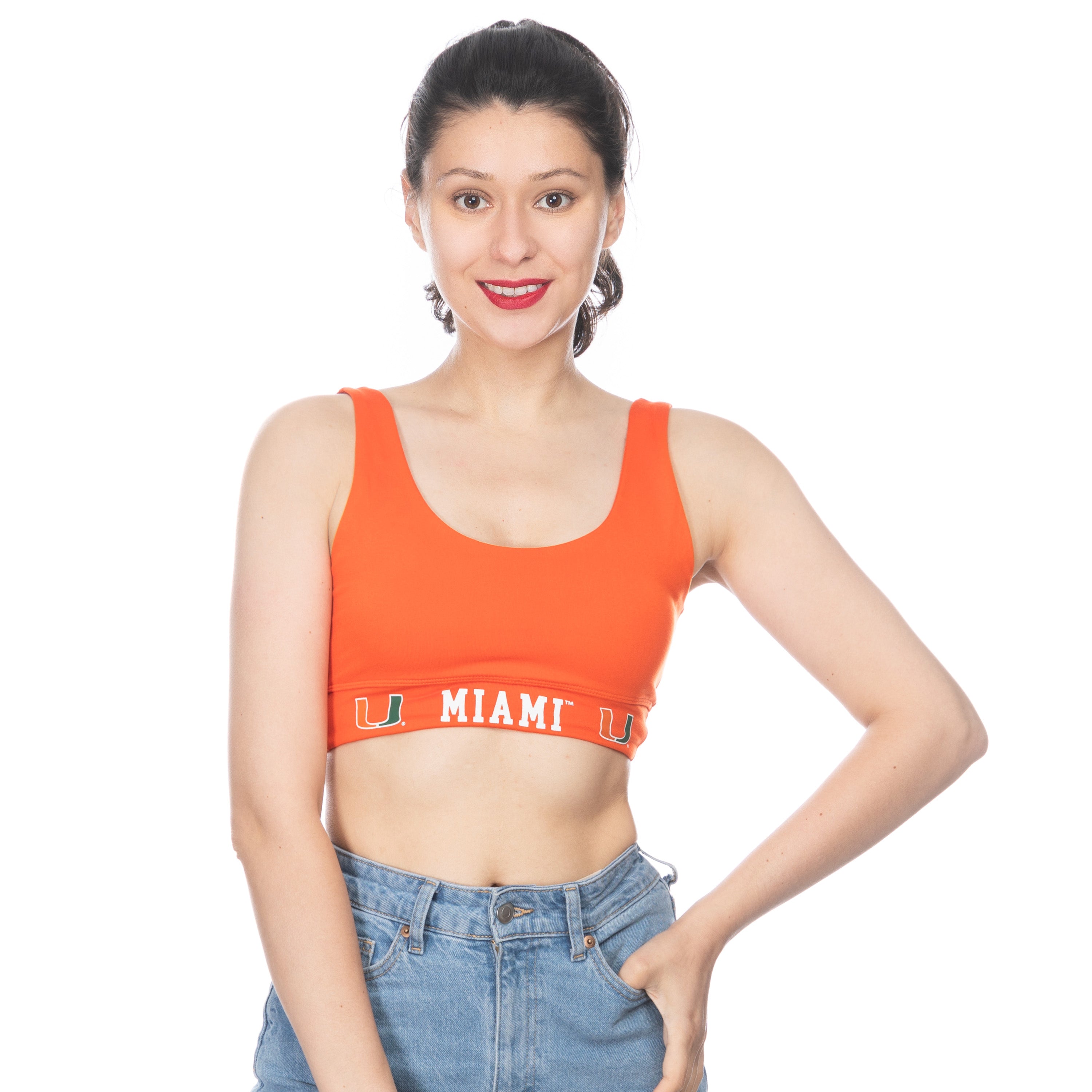 Miami Hurricanes ZooZatz Women's Sports Scoop Bra - Orange