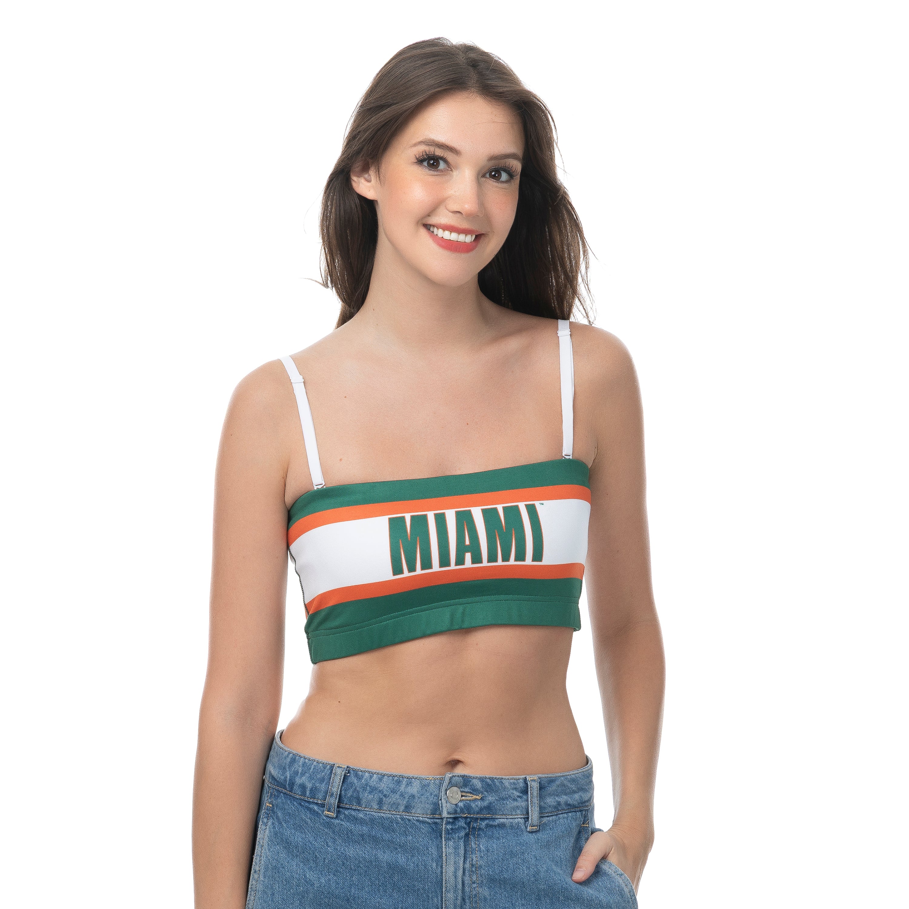 Miami Hurricanes Team Colors Convertable Bralette - Green/White