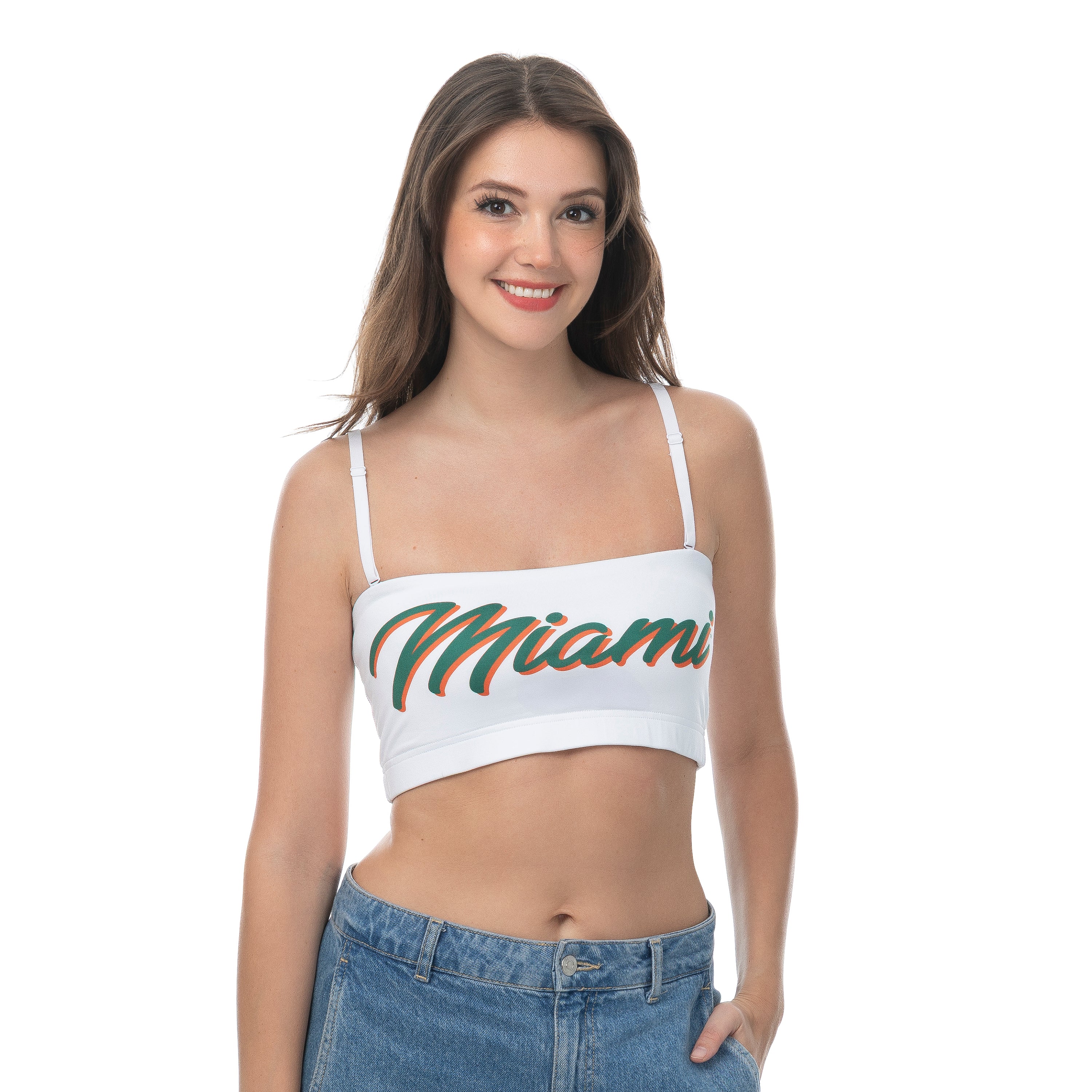 Miami Hurricanes Script Convertible Bralette - White