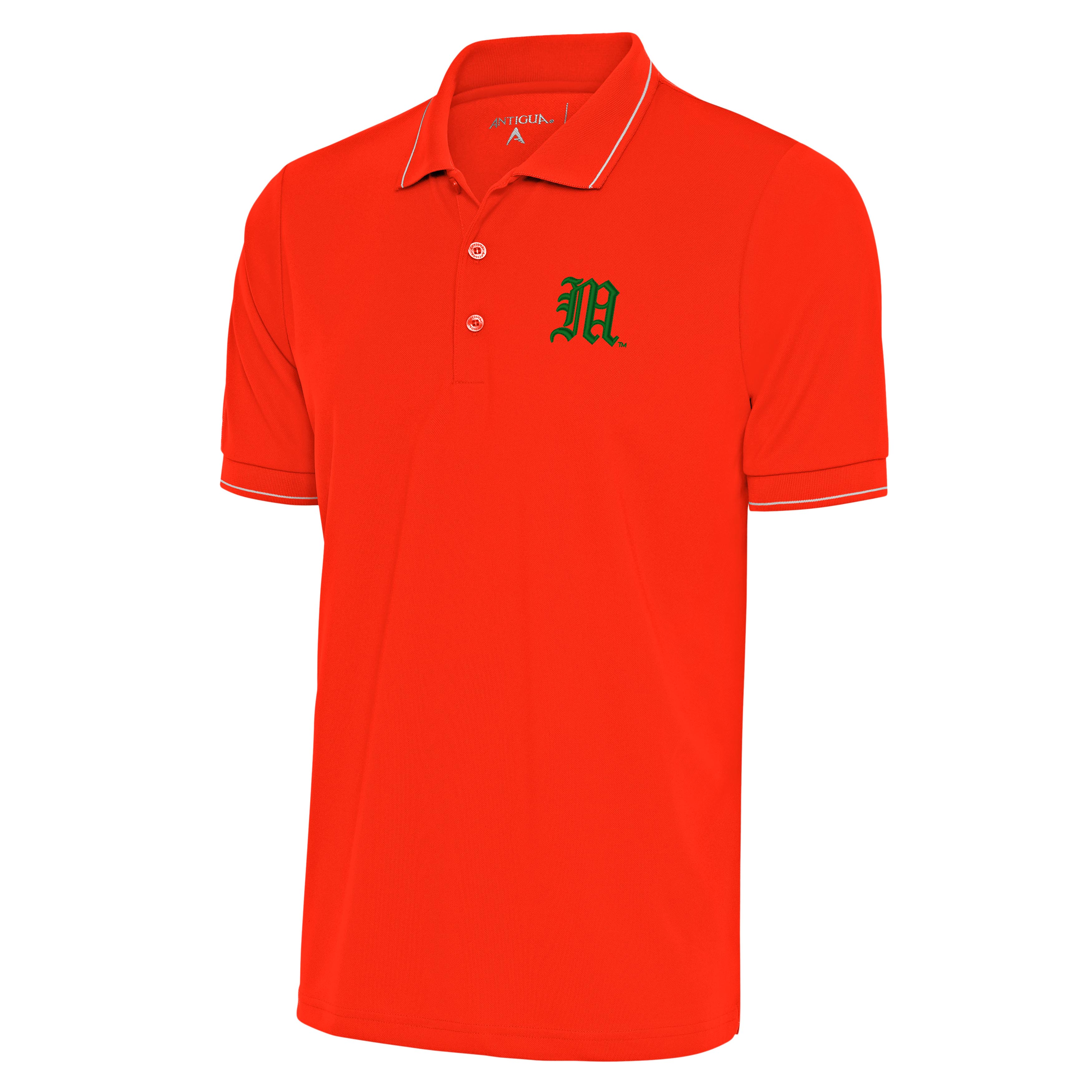 Miami Hurricanes Baseball Antigua Old English M Affluent Polo - Orange