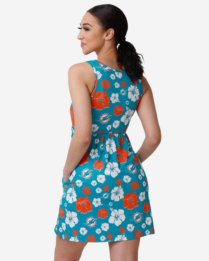 Miami Dolphins Fan Favorite Floral Dress - Aqua