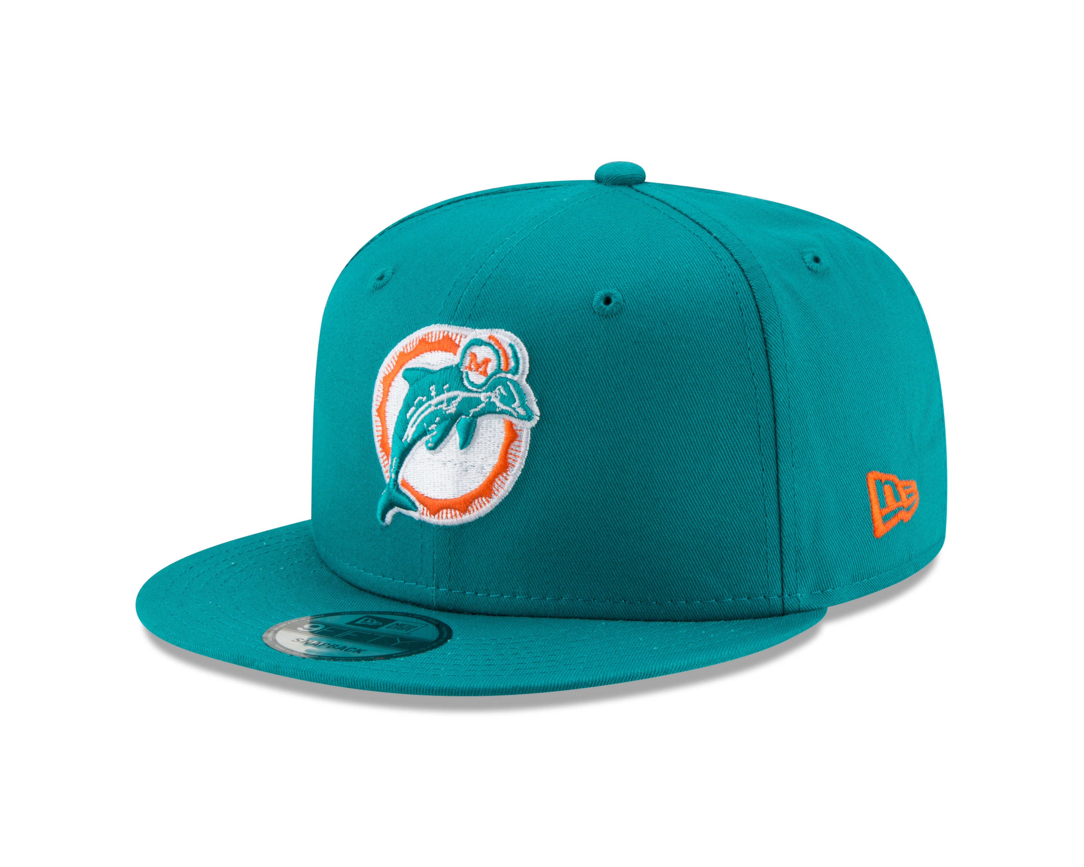 Miami Dolphins New Era Throwback Logo 9Fifty Adjustable Snapback Hat - Aqua