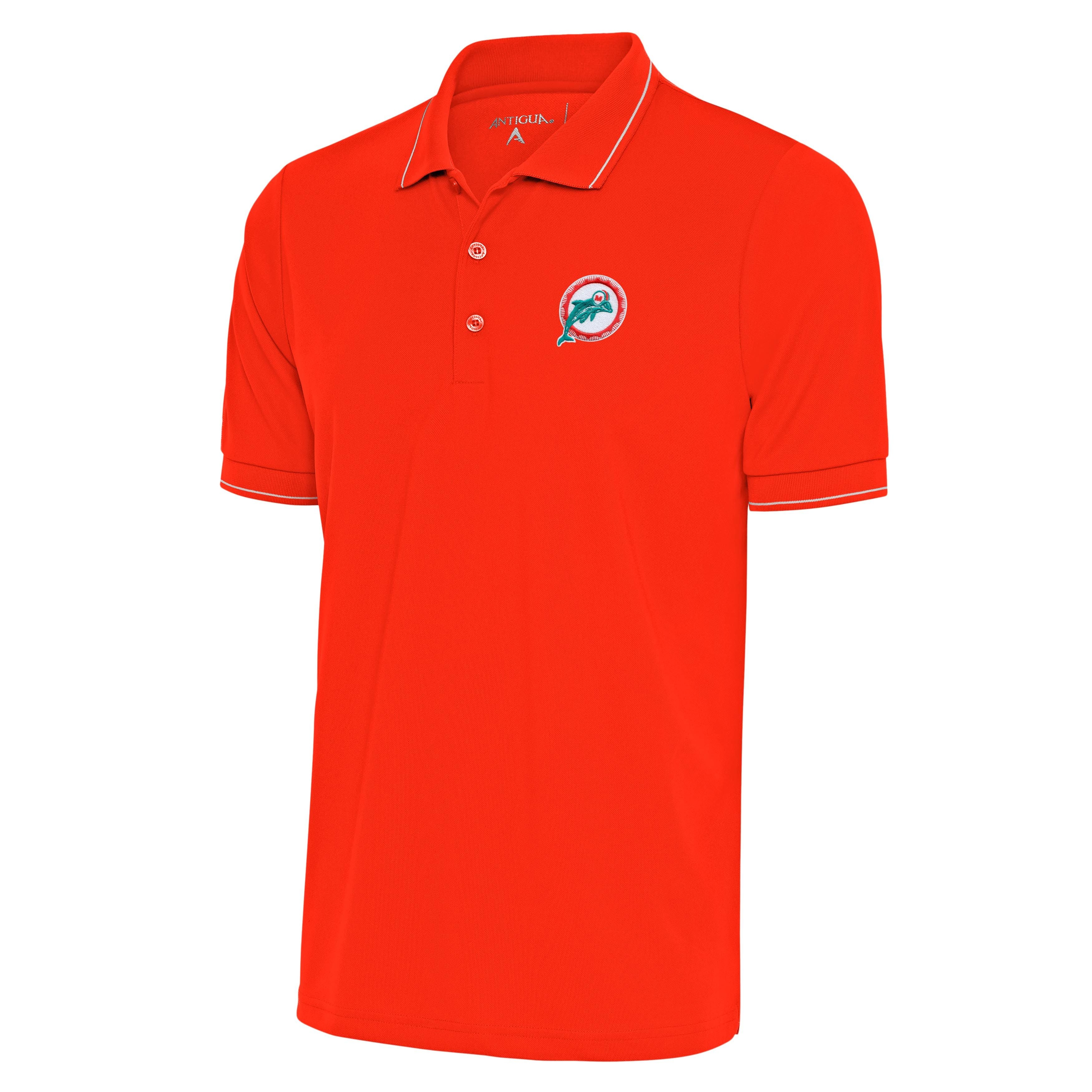 Miami Dolphins Antigua Affluent Polo Original Logo  - Orange Mango