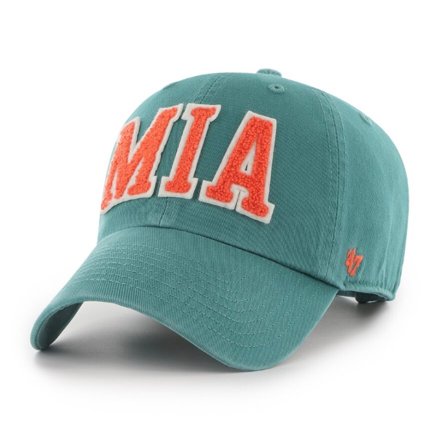 Miami Dolphins 47 Brand Legacy Tailgate Hand Off Clean Up Adjustable Original Logo Hat - Aqua