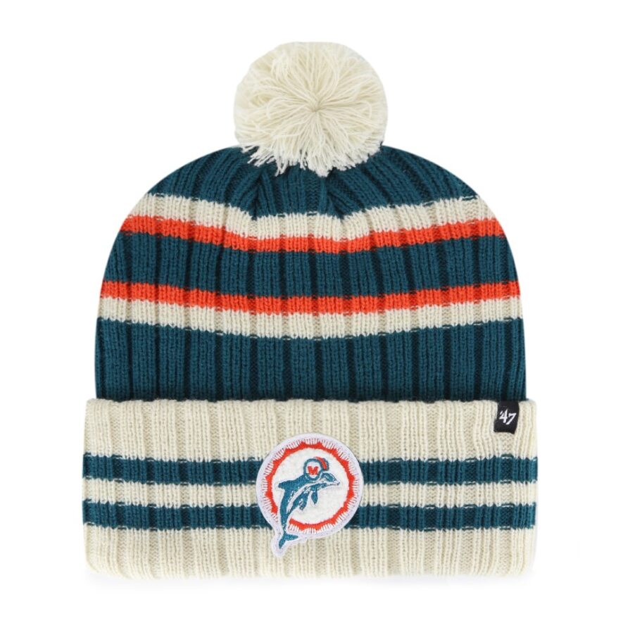 Miami Dolphins 47 Brand Legacy Tailgate No Huddle Cuffed Beanie - Aqua/Cream